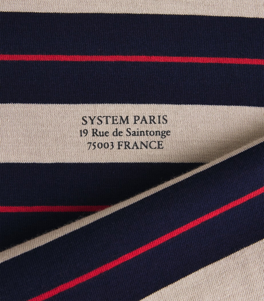 System Mens Cotton Stripe Logo T-Shirt Dark Navy Image 6