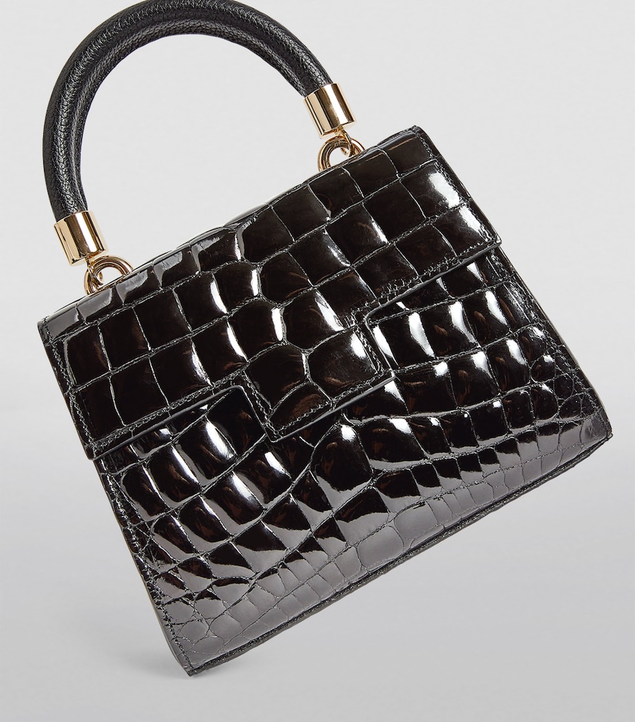 Maria Oliver Mini Crocodile Michelle Top-Handle Bag Black Bk Image 3