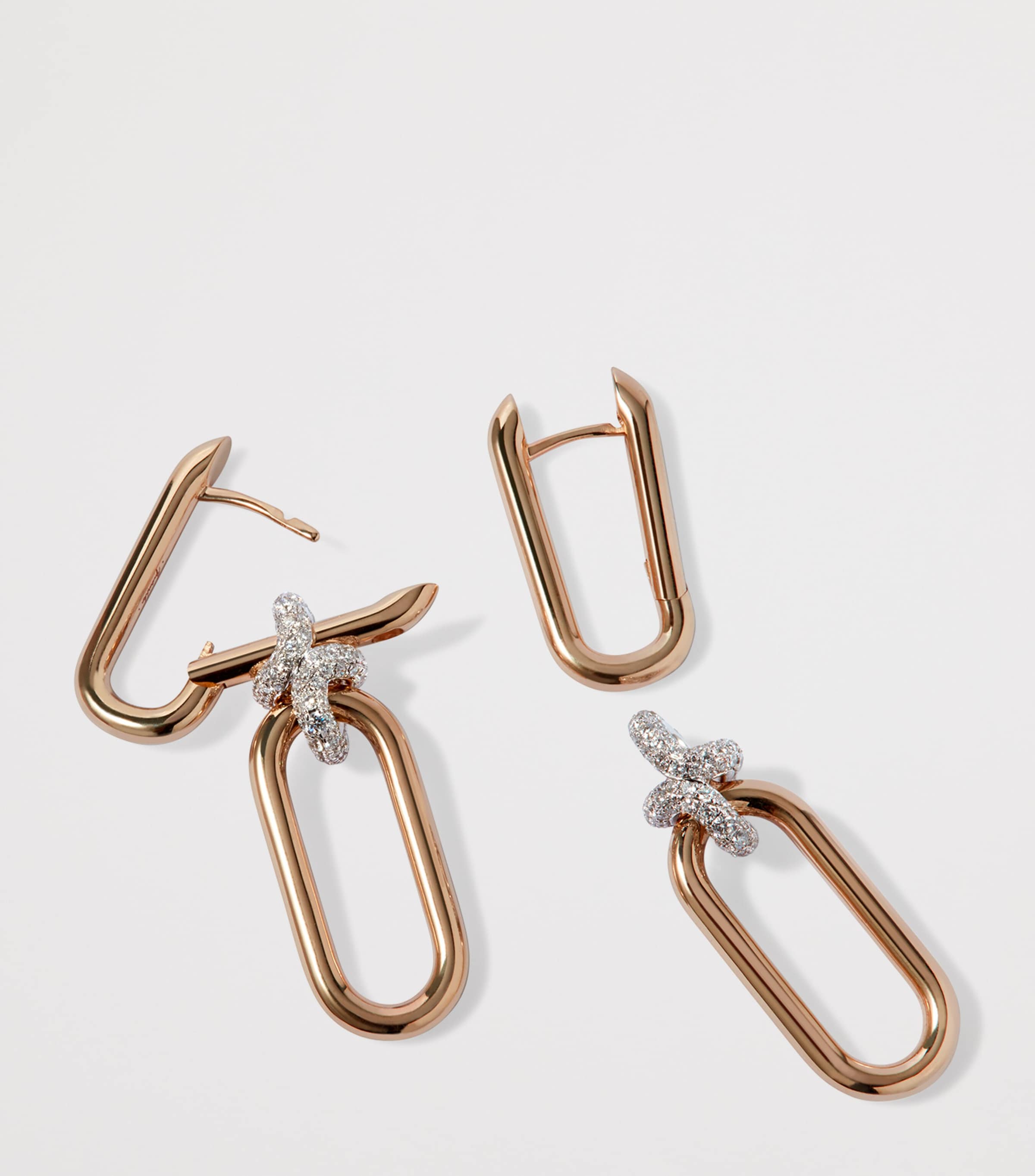 Yellow, White Gold and Diamond Knuckle Dust Double Hoop Earrings YELLOW GOLD Image 3