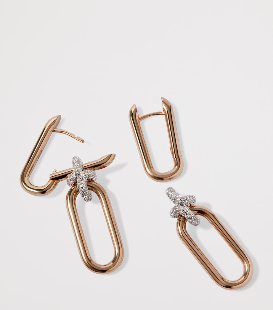 Yellow, White Gold and Diamond Knuckle Dust Double Hoop Earrings YELLOW GOLD Image 3