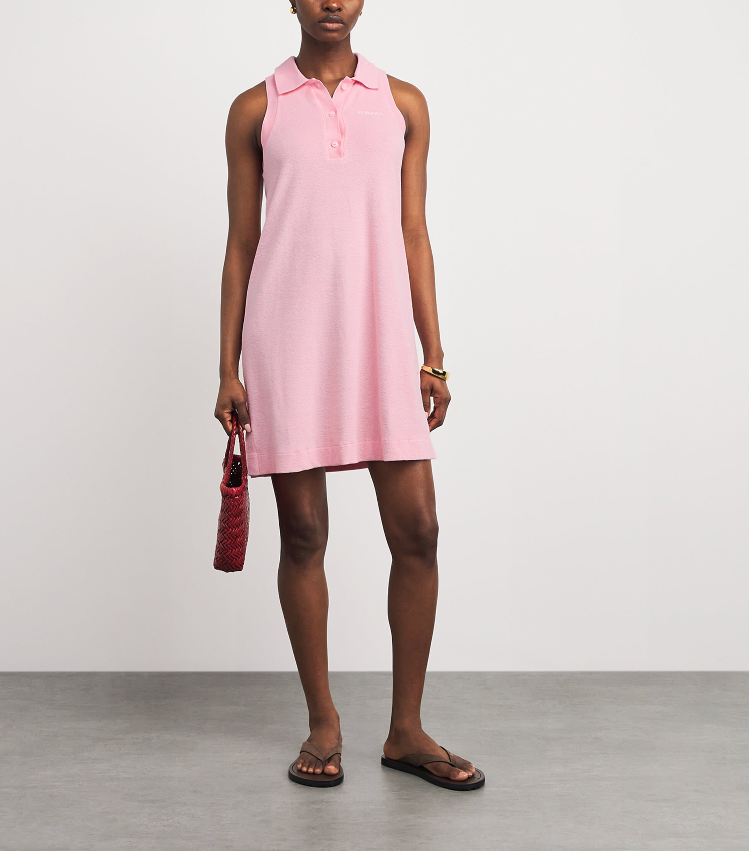 Hunza G Womens Towelling Tennis Mini Dress Pink Image 2