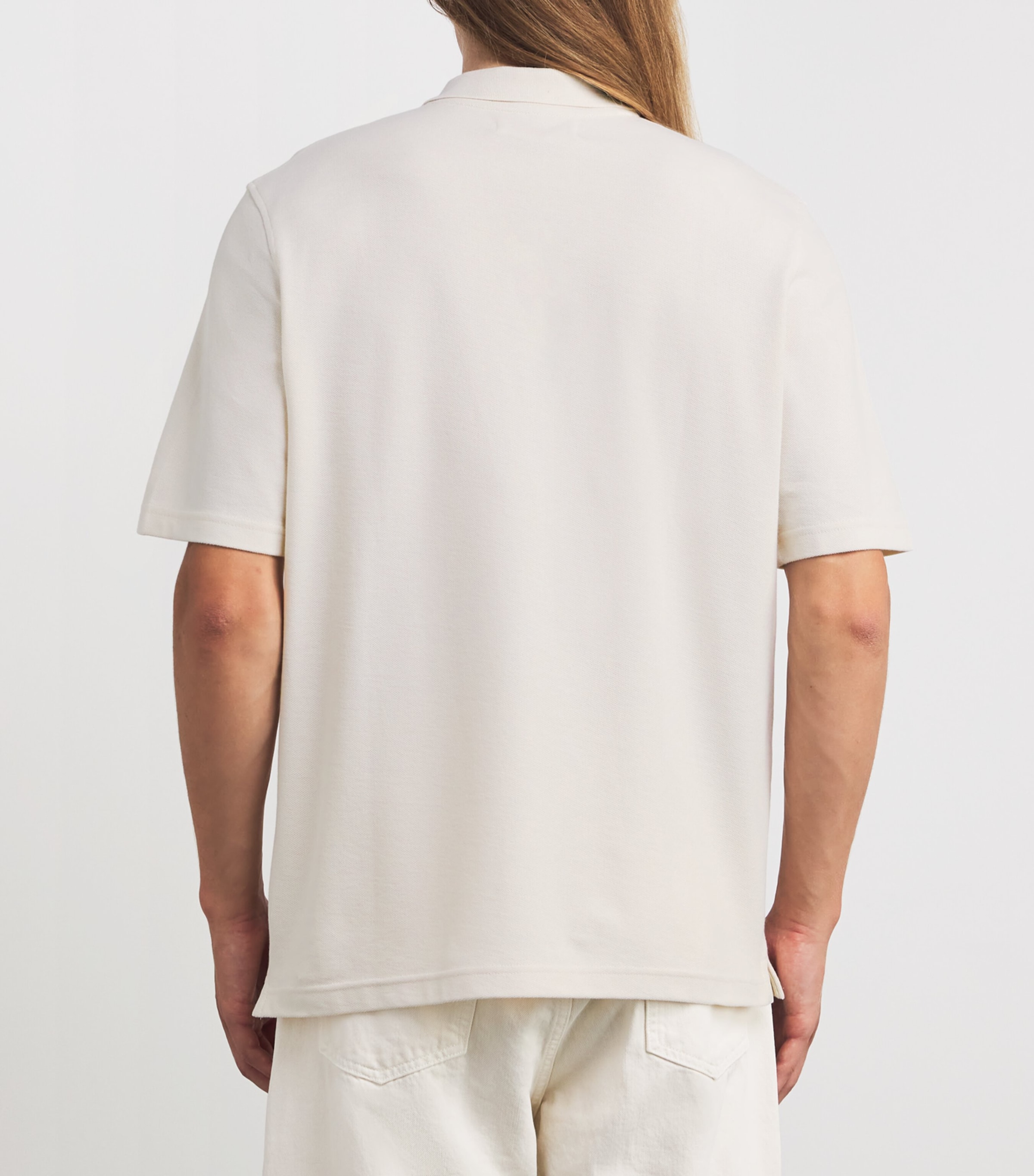 Samsøe Samsøe Mens Organic Cotton Zip-Up Polo Shirt Clr Cream Image 4