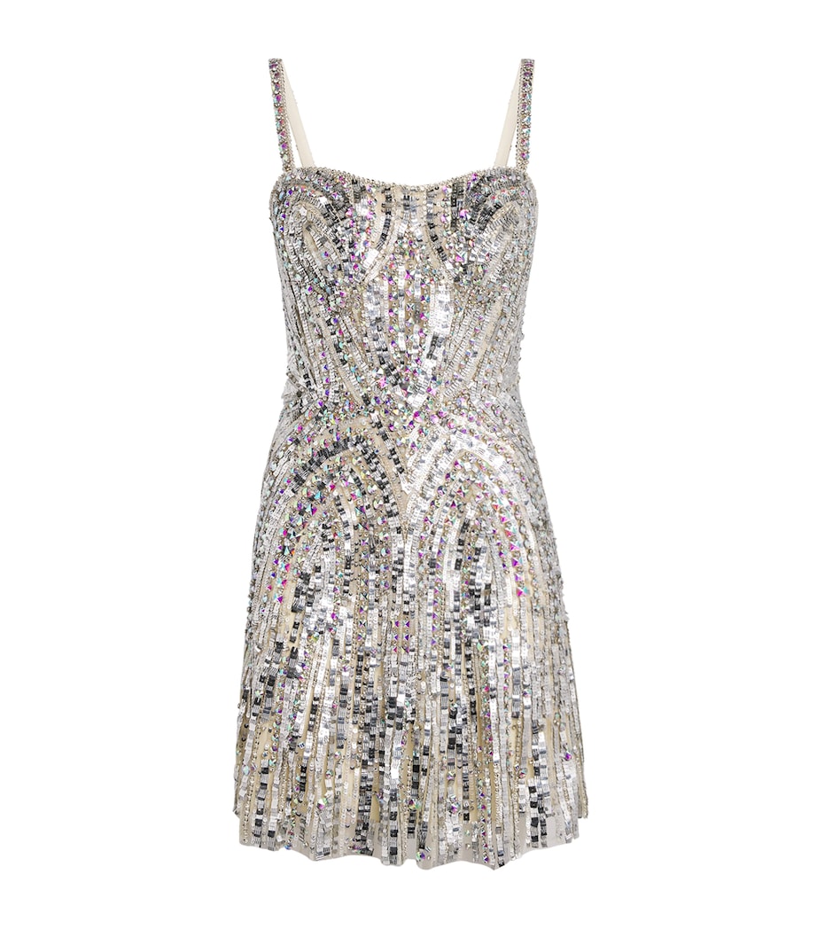 Jenny Packham Womens Sequin Embellished Rebecca Mini Dress Parchment Image 1