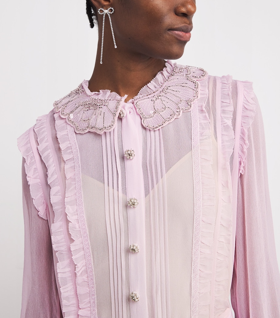 Georgette Ruffled Midi Dress PINK Image 4