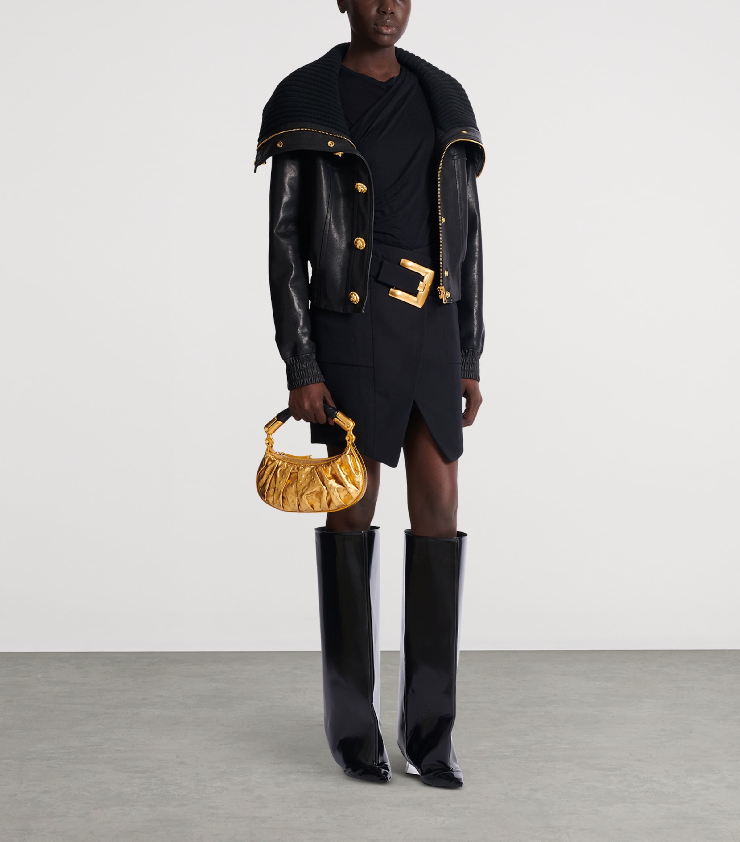 Leather Bomber Jacket 0PA NOIR Image 3