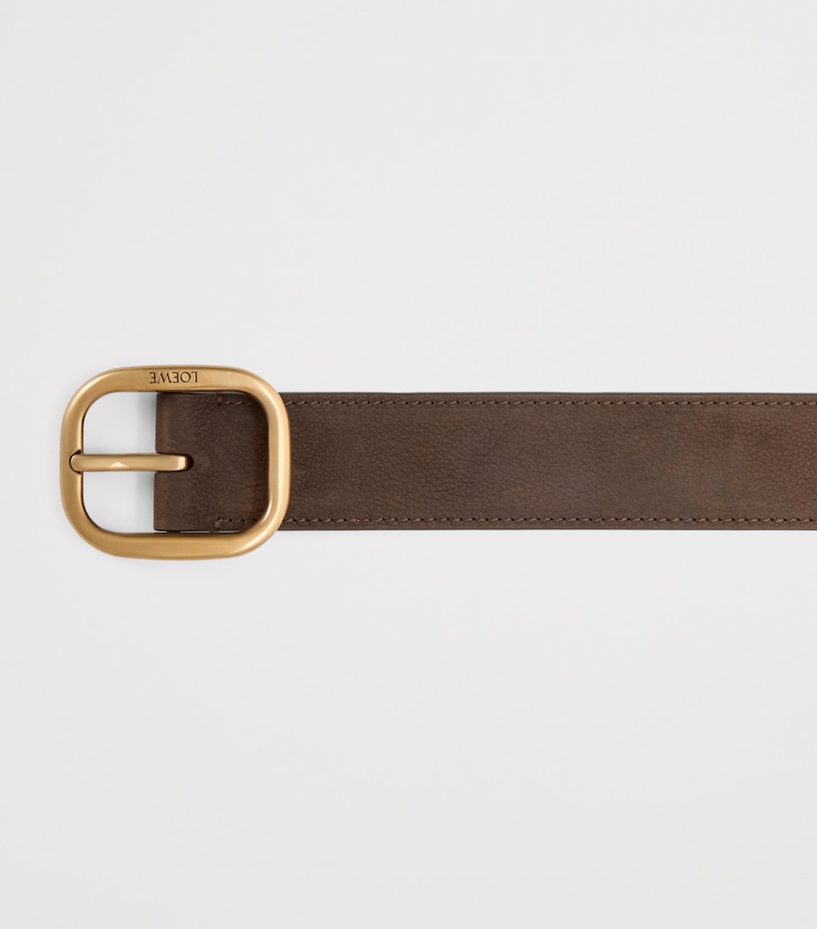 Leather Rounded-Rectangle Belt TUNDRA/VINTAGE GOLD Image 2
