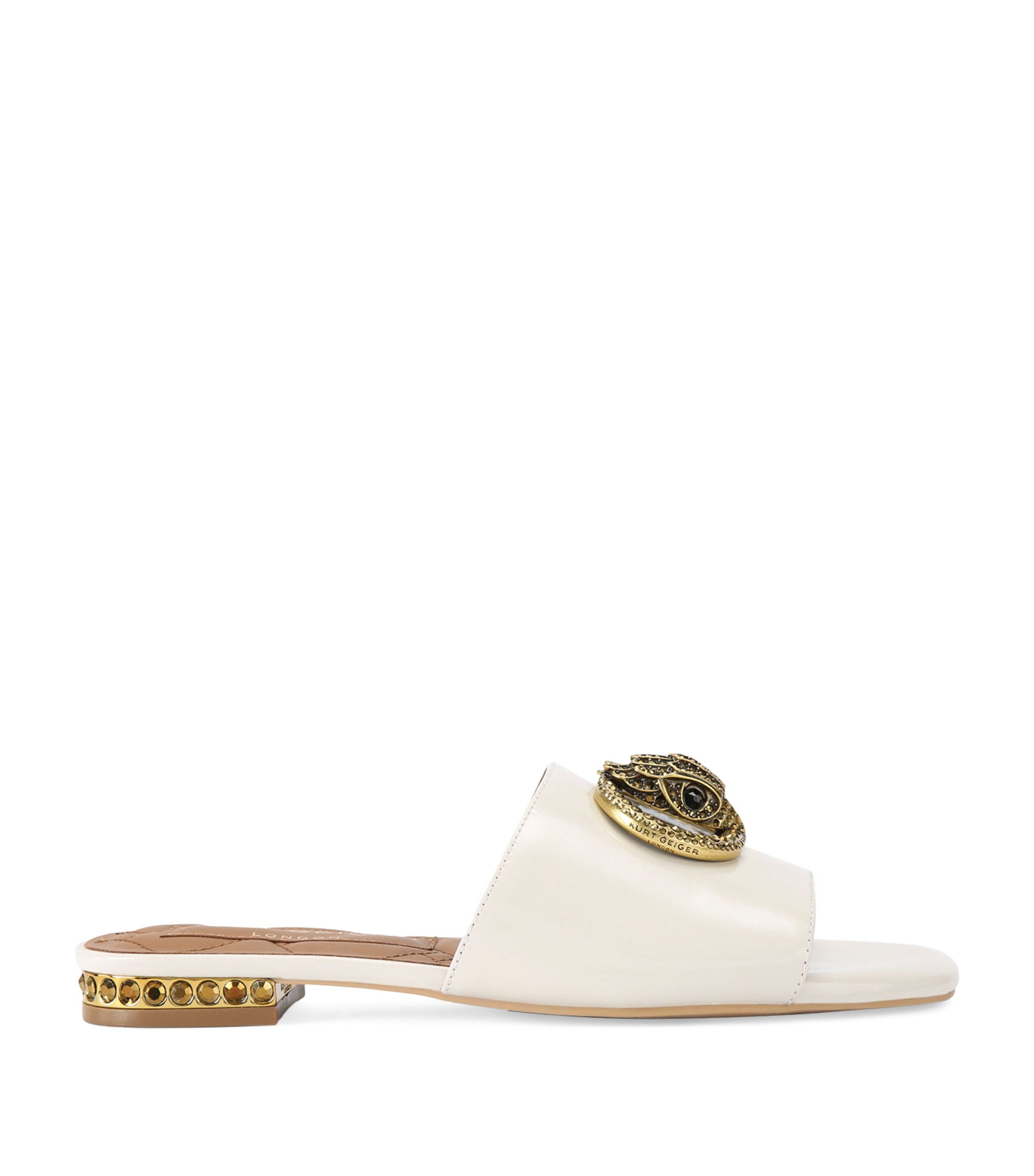 Kurt Geiger London Patent Leather Chelsea Flat Sandals Bone Image 1