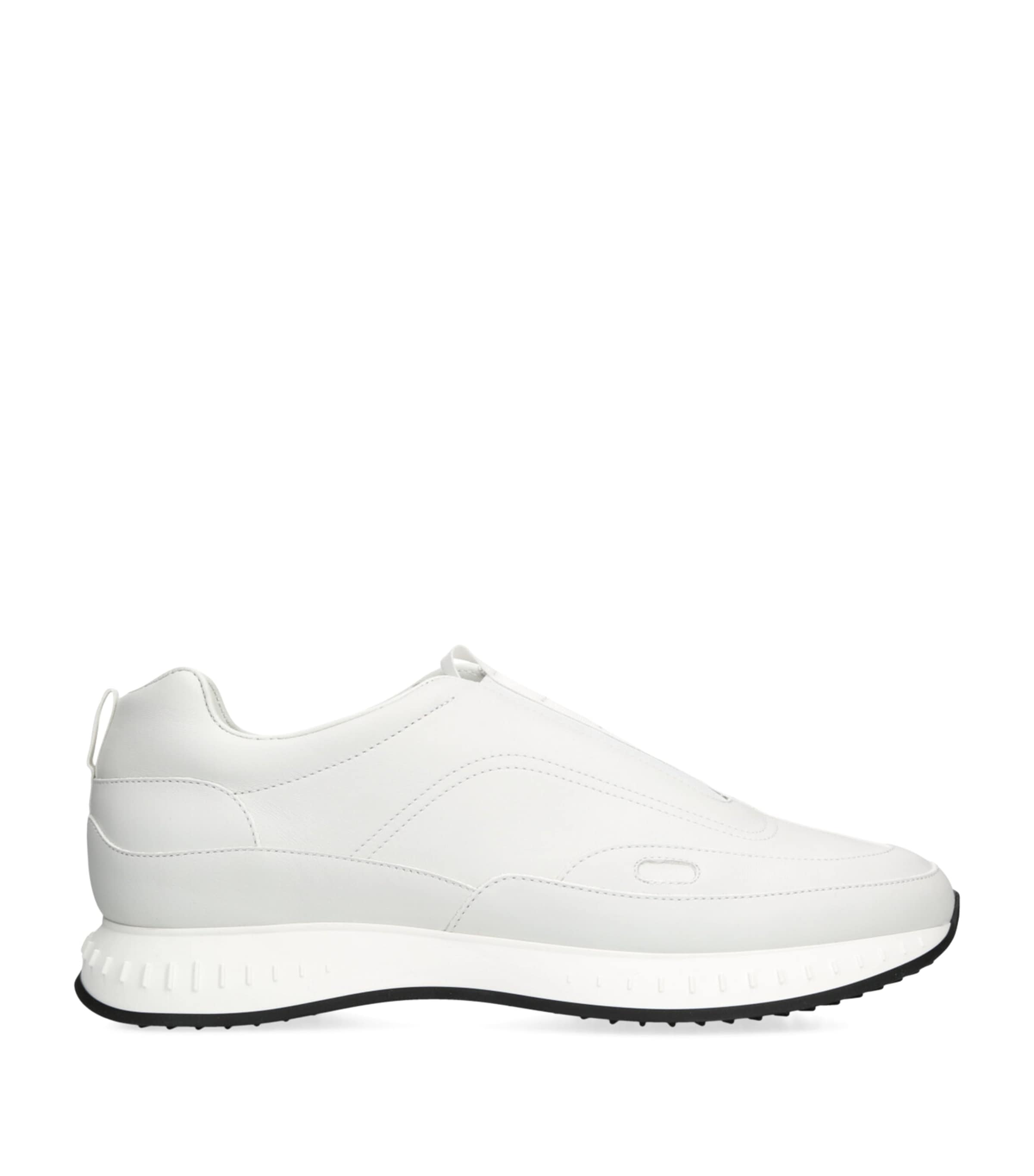 John Lobb Leather Stream Elastic Sneakers In White