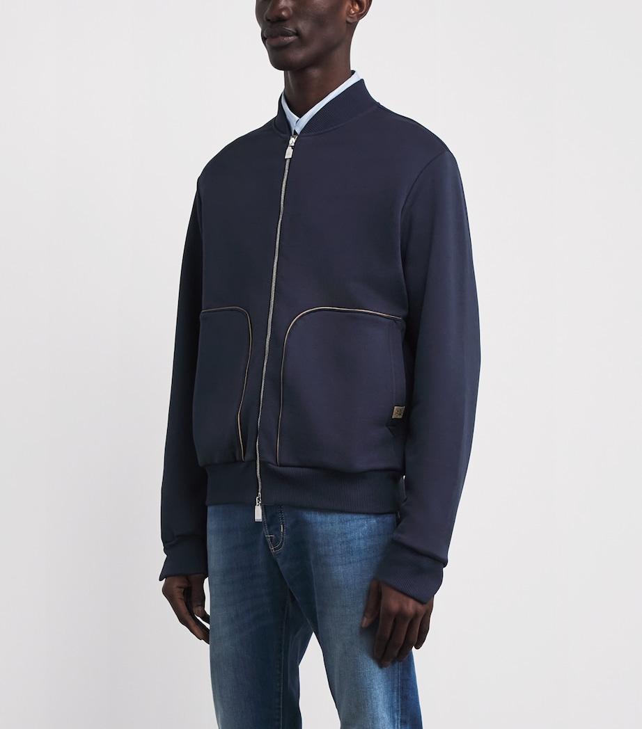 JACOB COHËN Mens Sea Island Cotton Bomber Jacket Navy Image 4