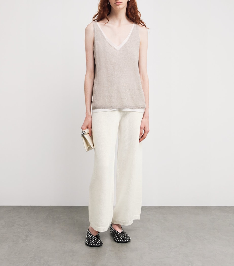 Iris Von Arnim Womens Knitted Payten Wide-Leg Trousers Off White Image 2