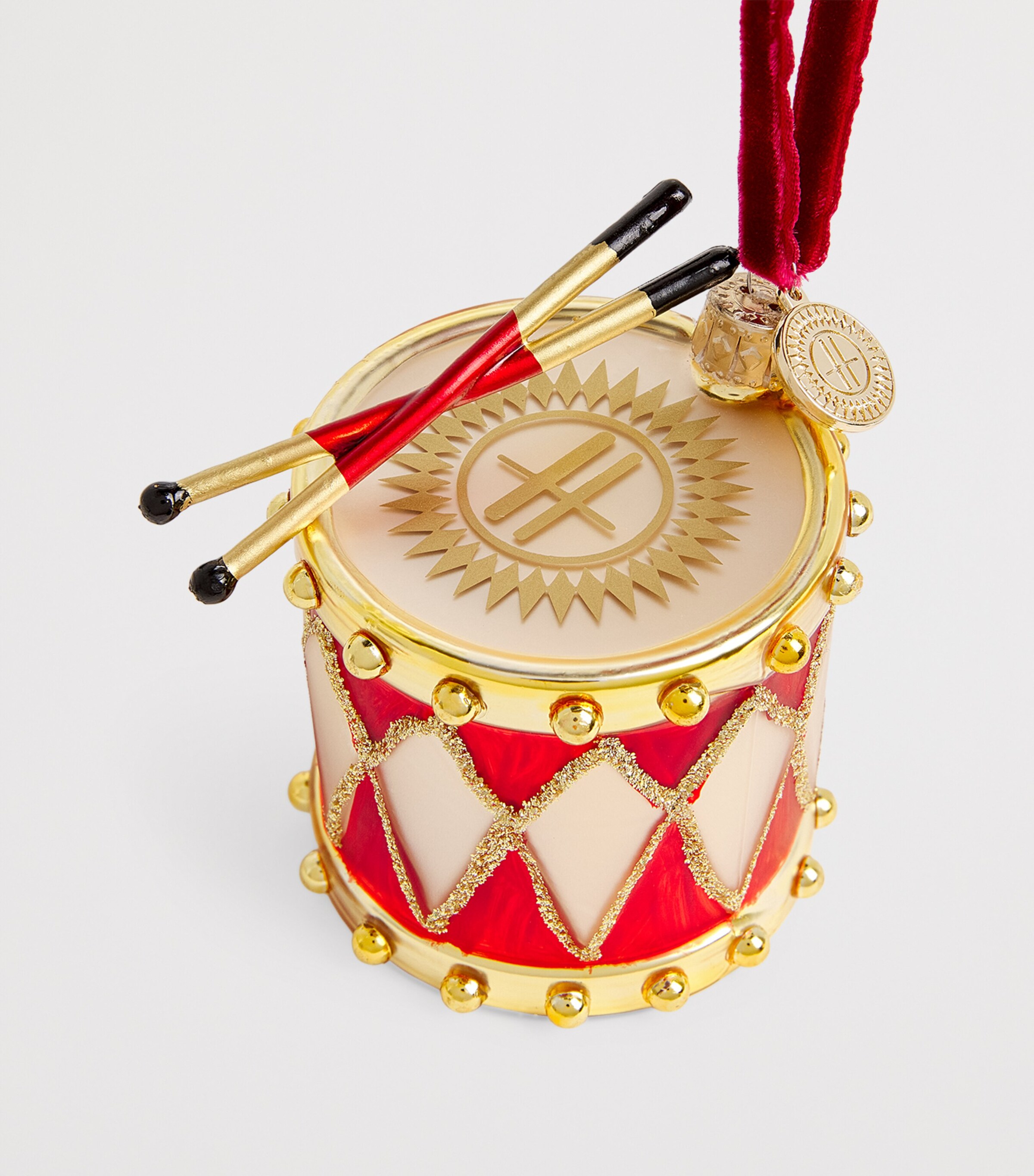 Harrods Glass Drum Tree Decoration Red Image 2