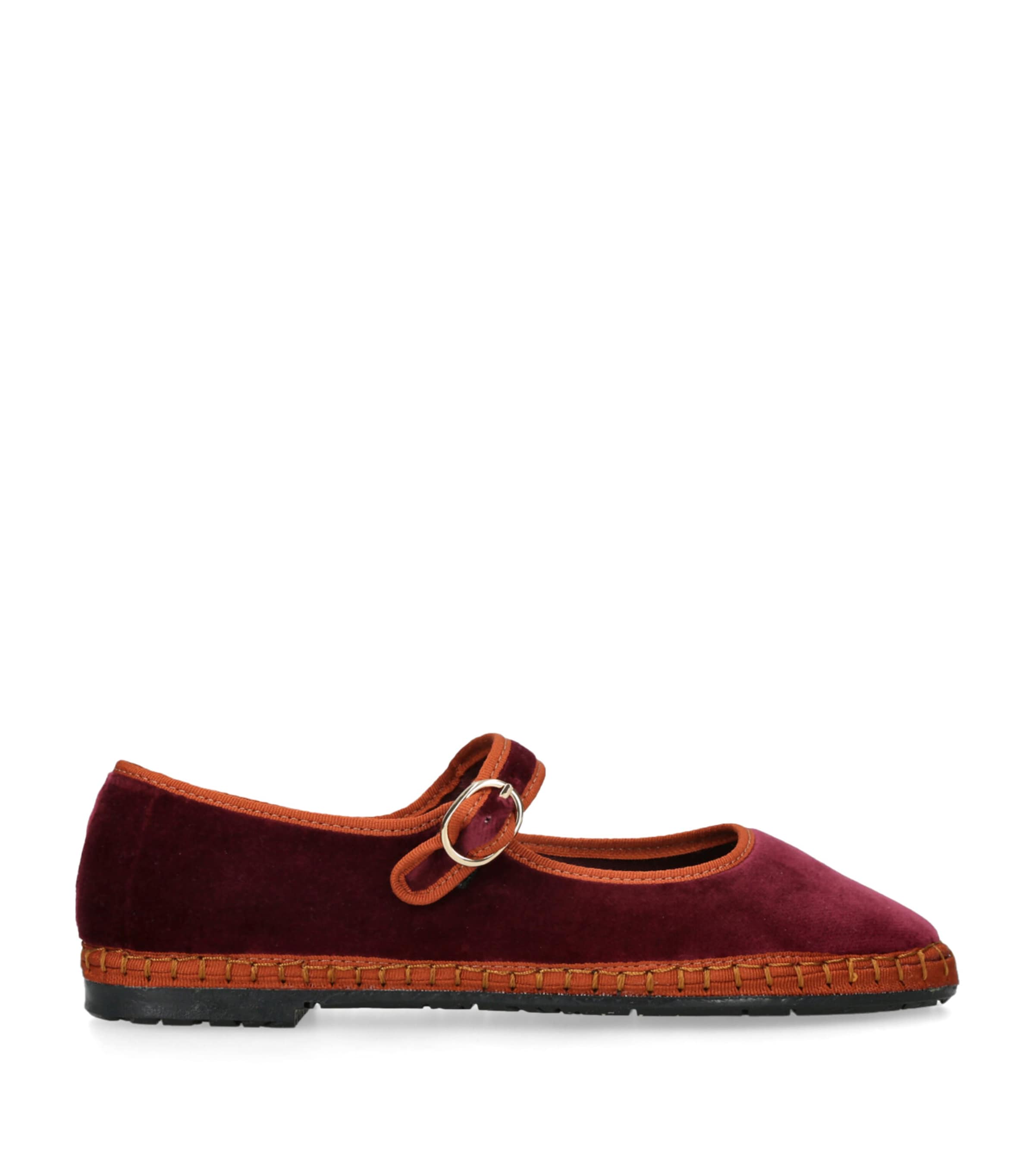 Flabelus Velvet Tybalt Mary Janes In Burgundy