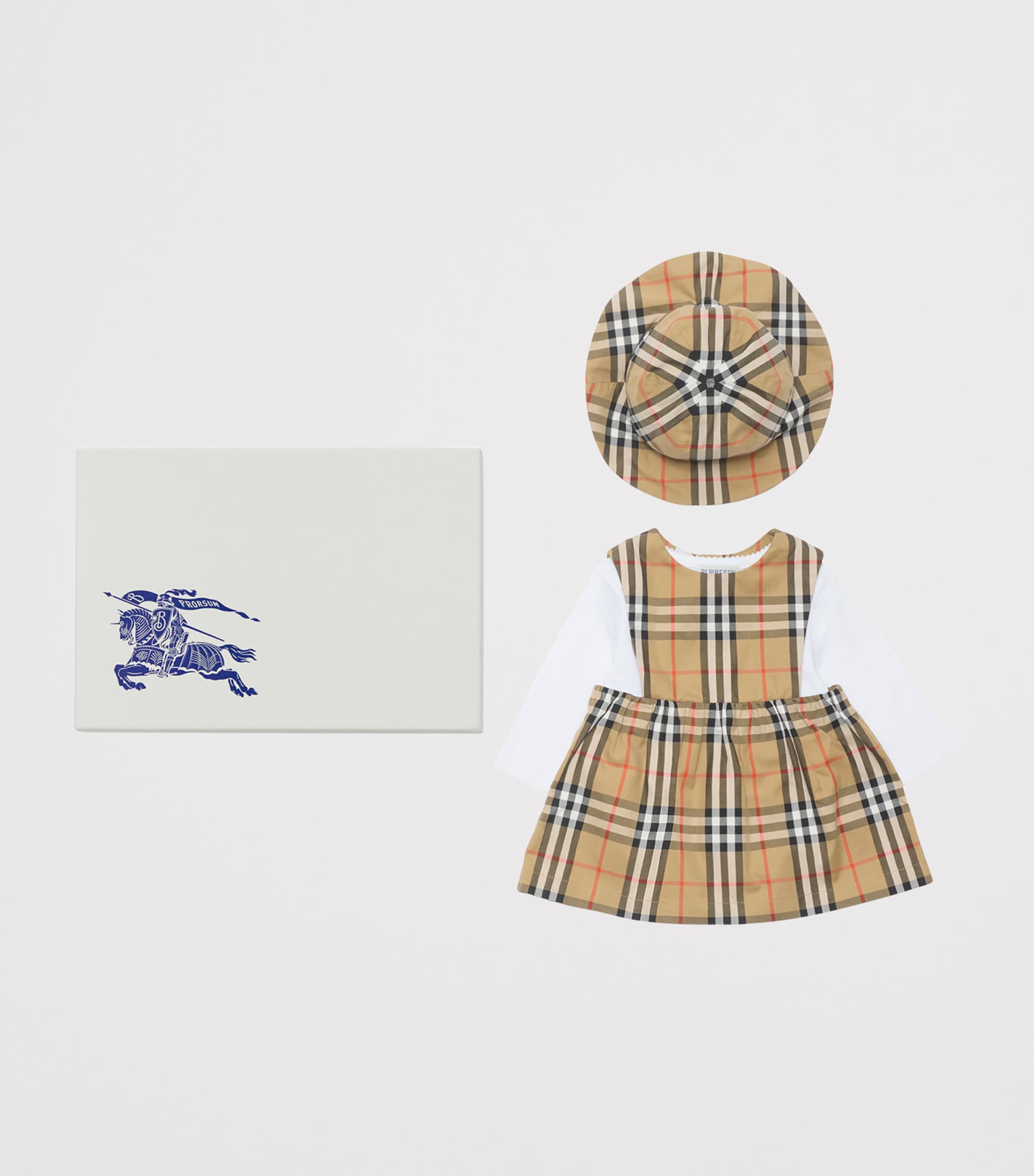 Stretch-Cotton Bodysuit, Dress and Hat Set (1-18 Months) SAND IP CHECK Image 6