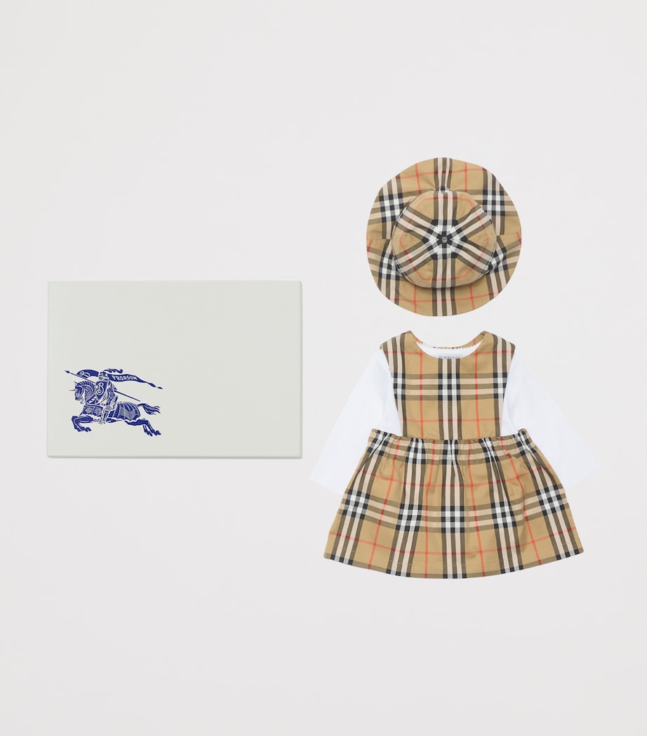 Stretch-Cotton Bodysuit, Dress and Hat Set (1-18 Months) SAND IP CHECK Image 6