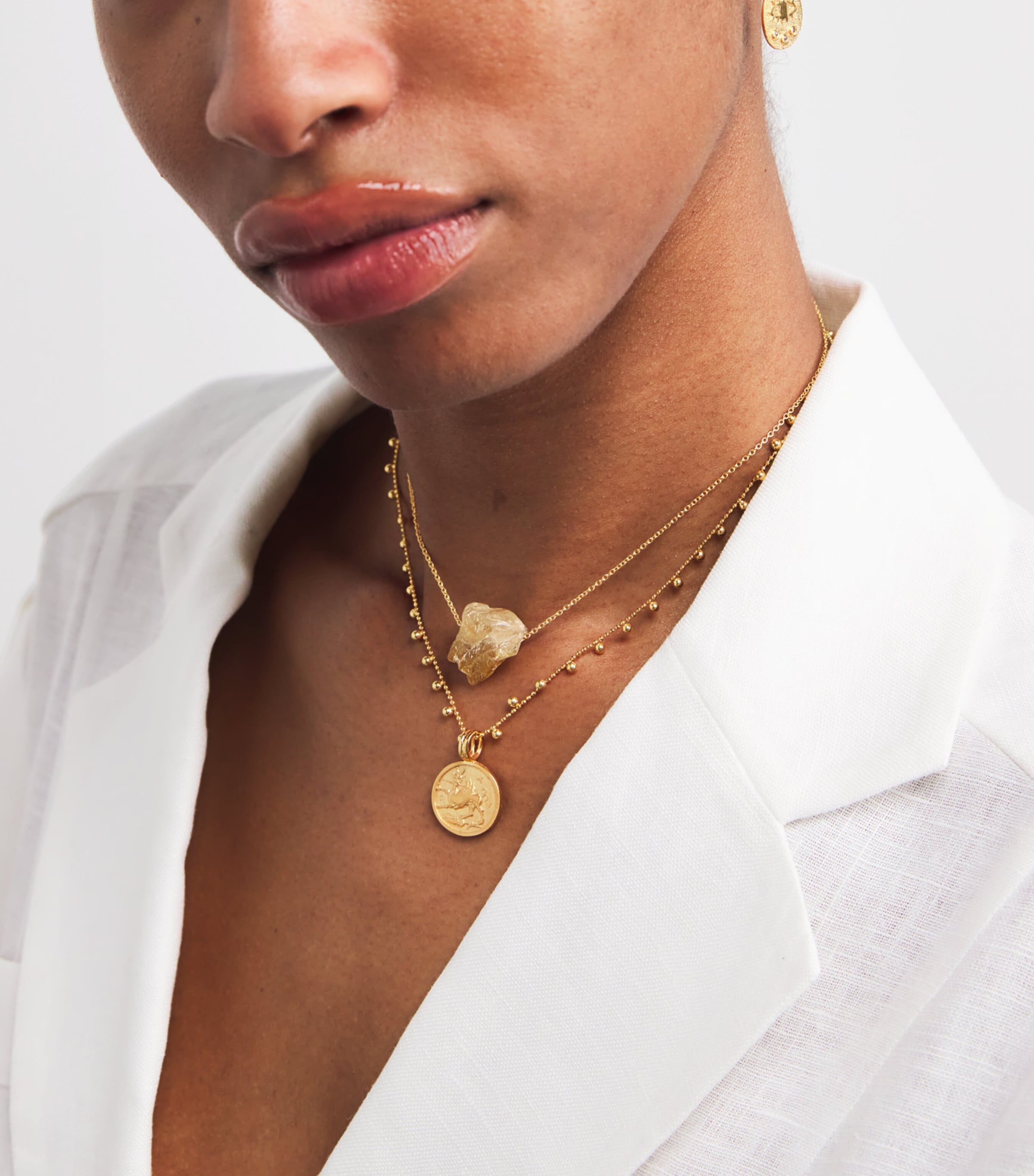 Hermina Athens Gold-Plated and Citrine Lukumaki Necklace Gold Image 4