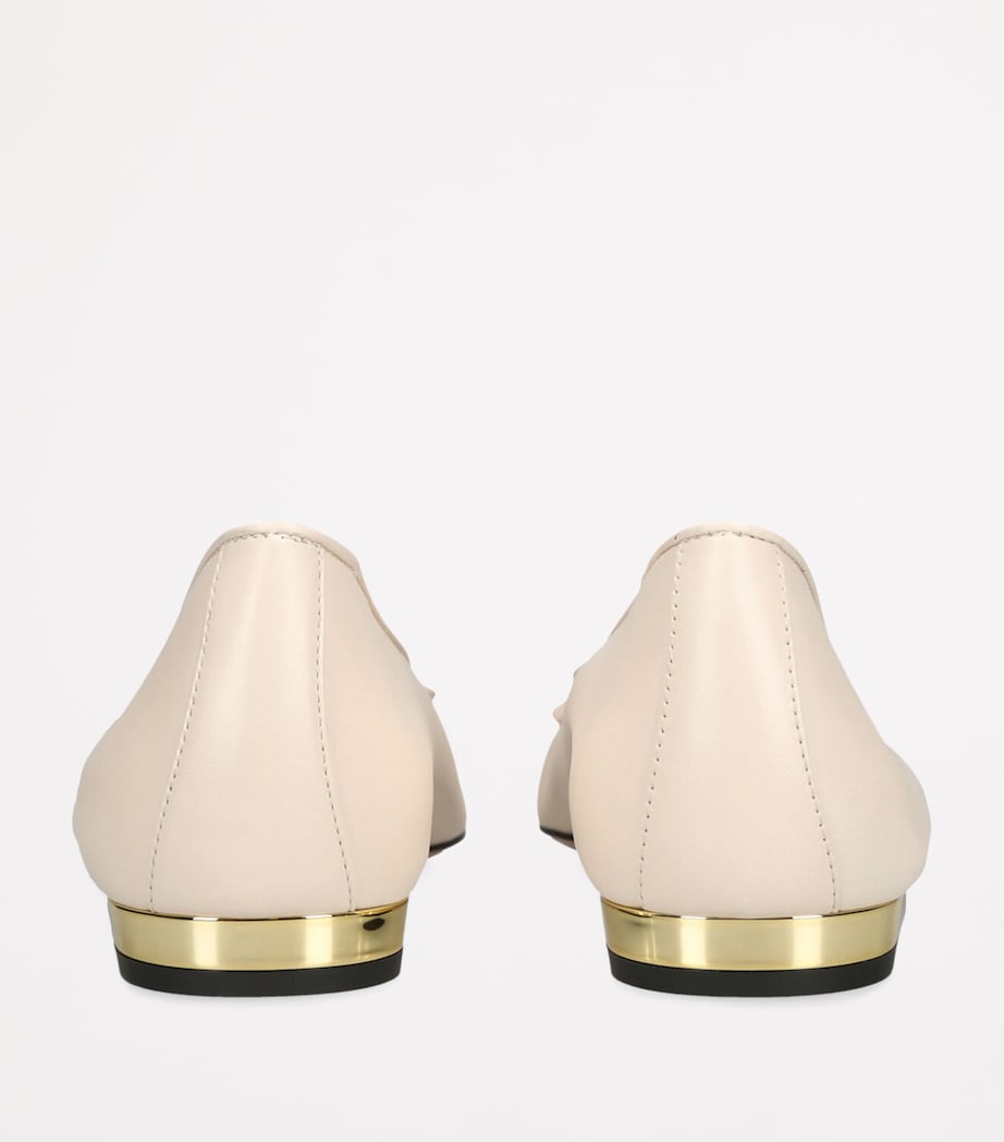 Aquazzura Leather Gioia Ballet Flats White/blk Image 2