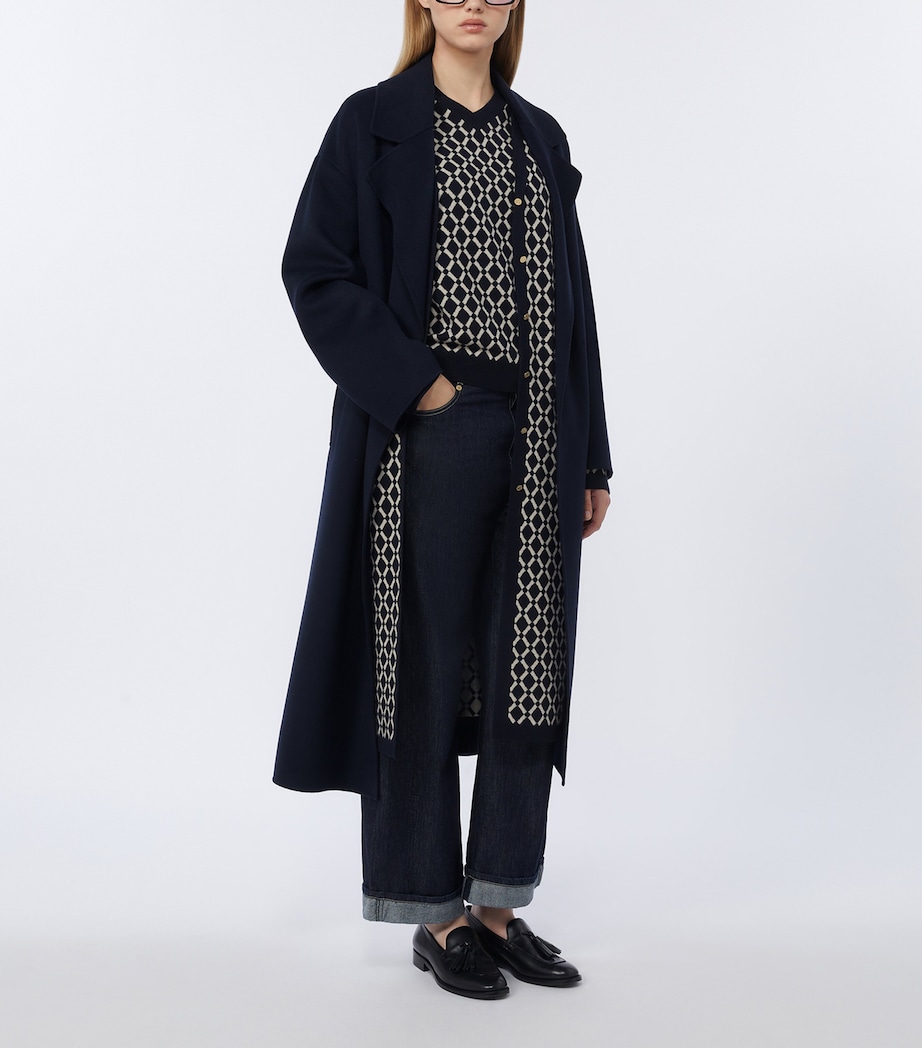 Max Mara Womens Wool Long Cardigan Ultramarine Image 3
