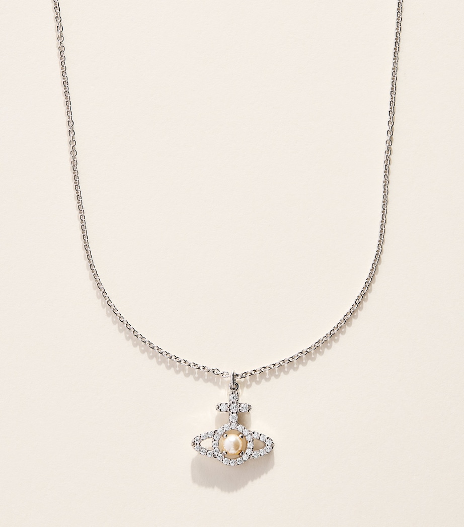 Vivienne Westwood Olympia Pendant Necklace Plat/crmrs Prl/wt Cz Image 1