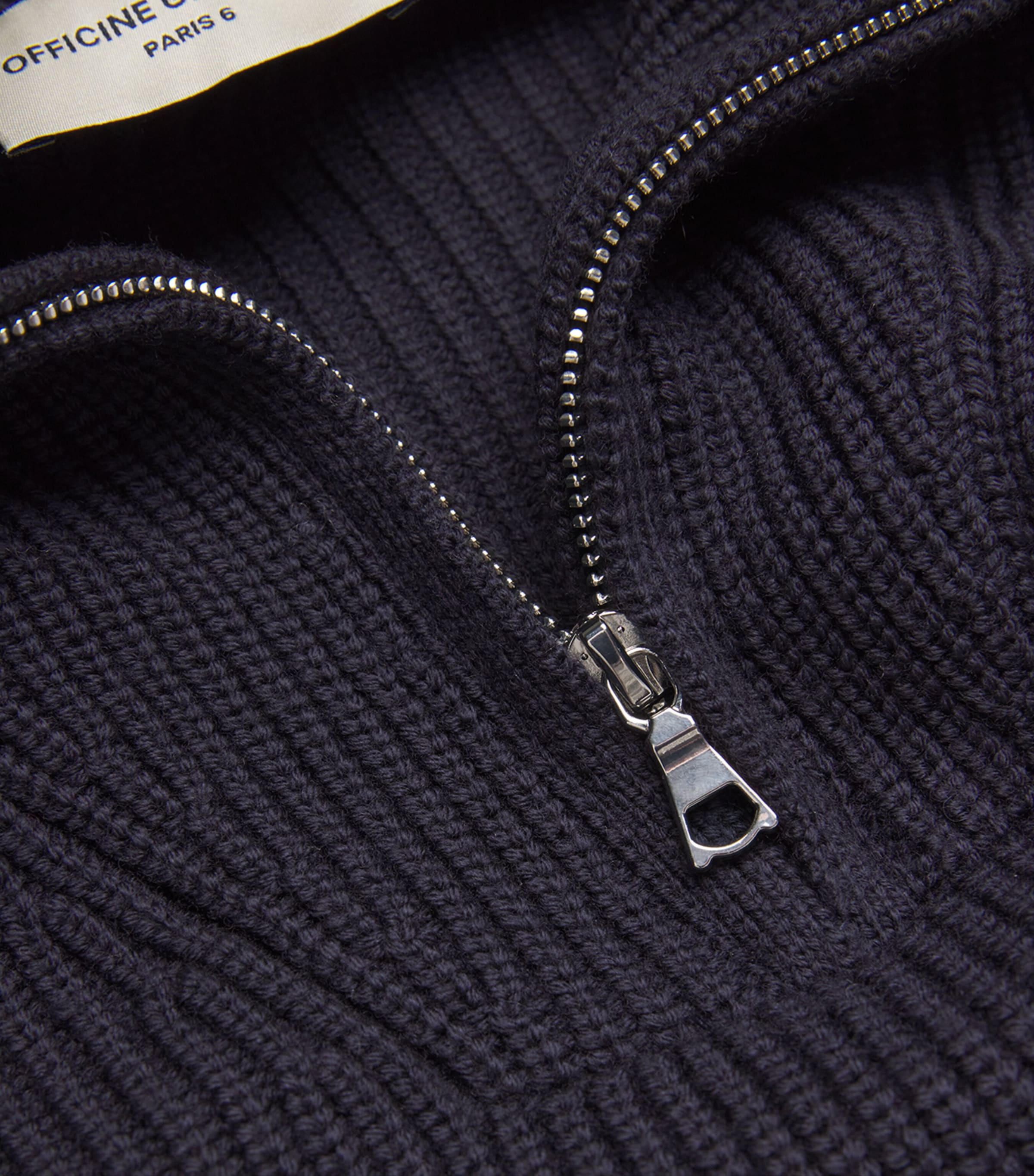 Merino Wool Quarter-Zip Ribbed Sweater DARK NAVY Image 5