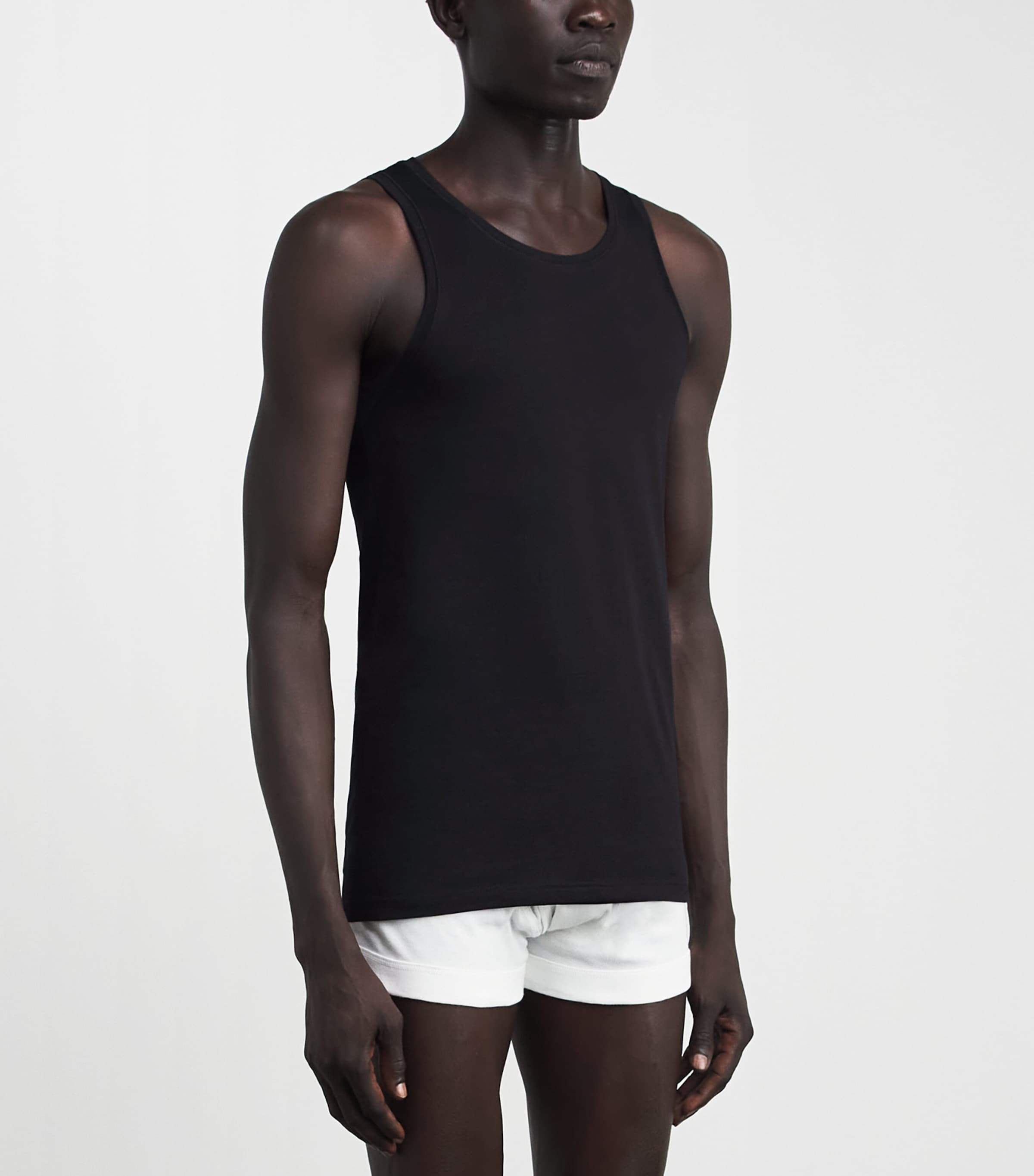 Falke Mens Egyptian Cotton Vest Black Image 2