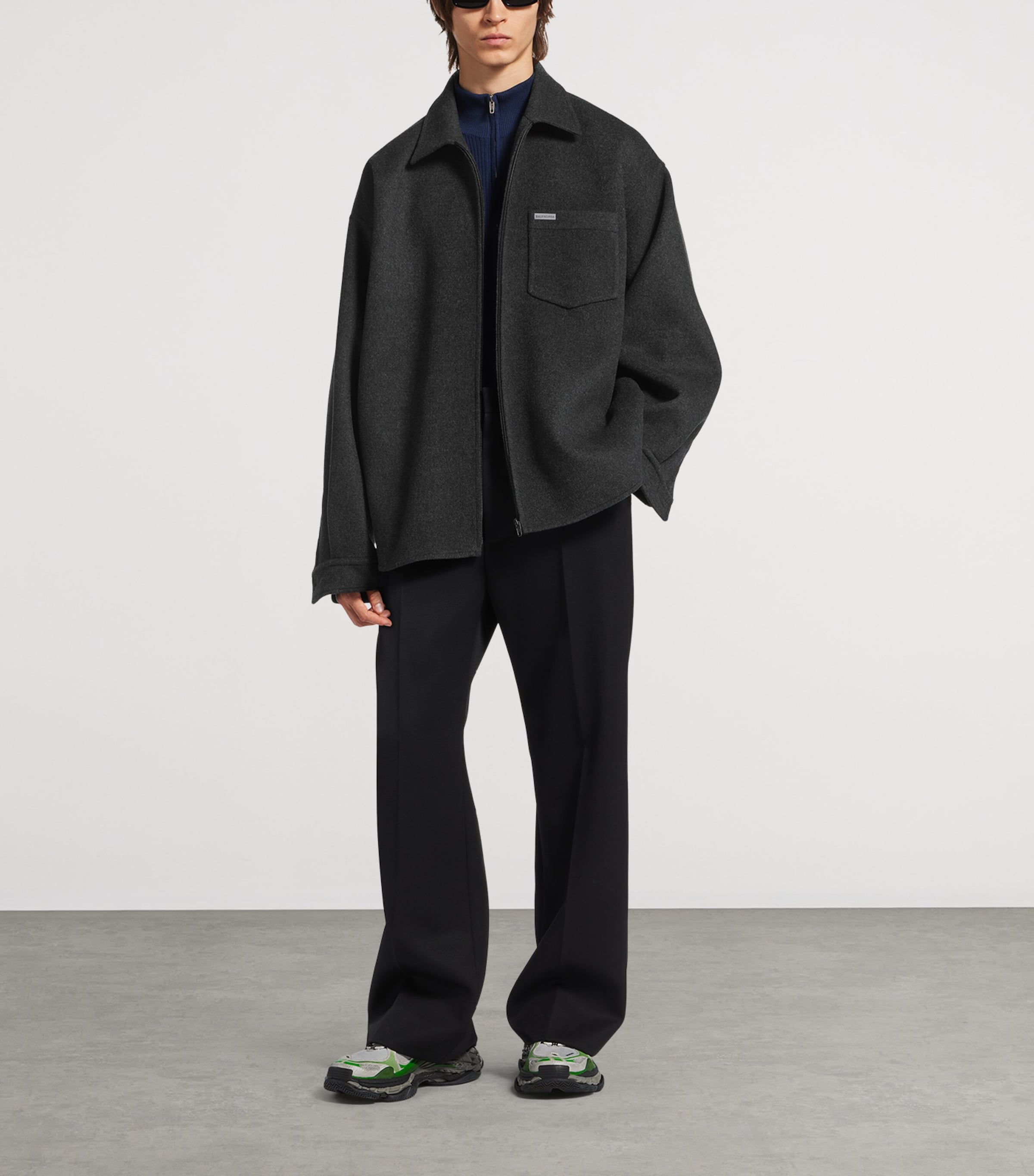 Balenciaga Mens Wool Oversized Zip-Up Overshirt Image 2