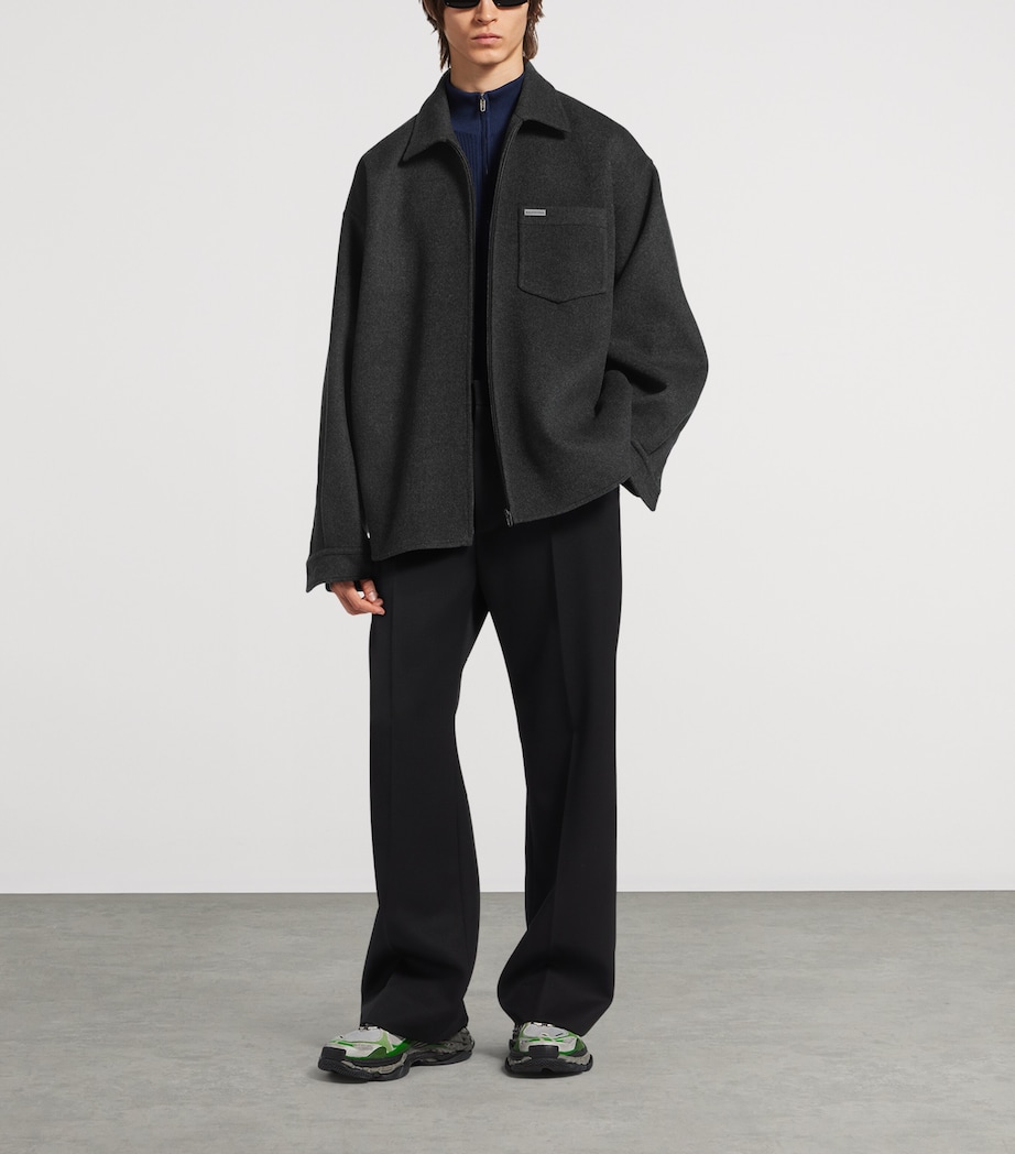 Balenciaga Mens Wool Oversized Zip-Up Overshirt Image 2