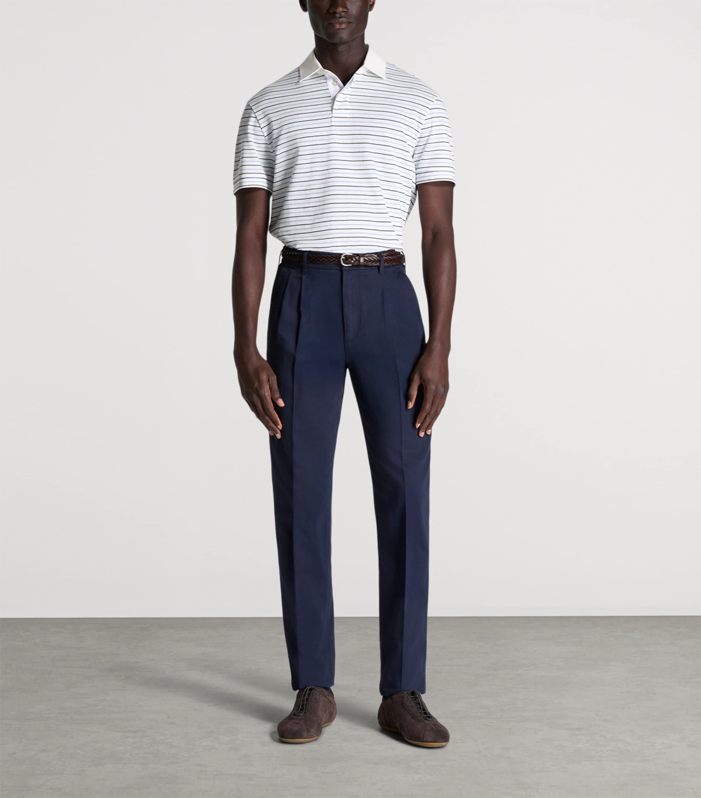 Dunhill Mens Cotton Stripe Polo Shirt Image 2