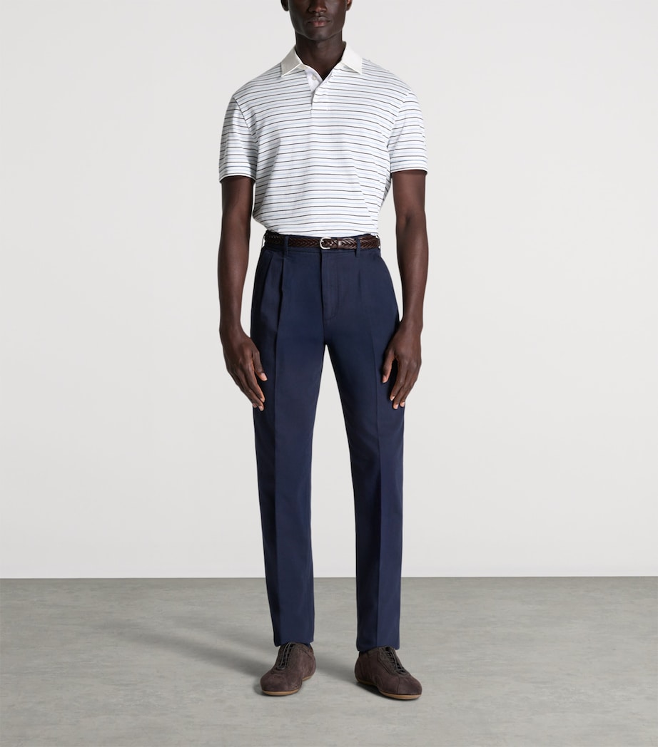 Dunhill Mens Cotton Stripe Polo Shirt Image 2