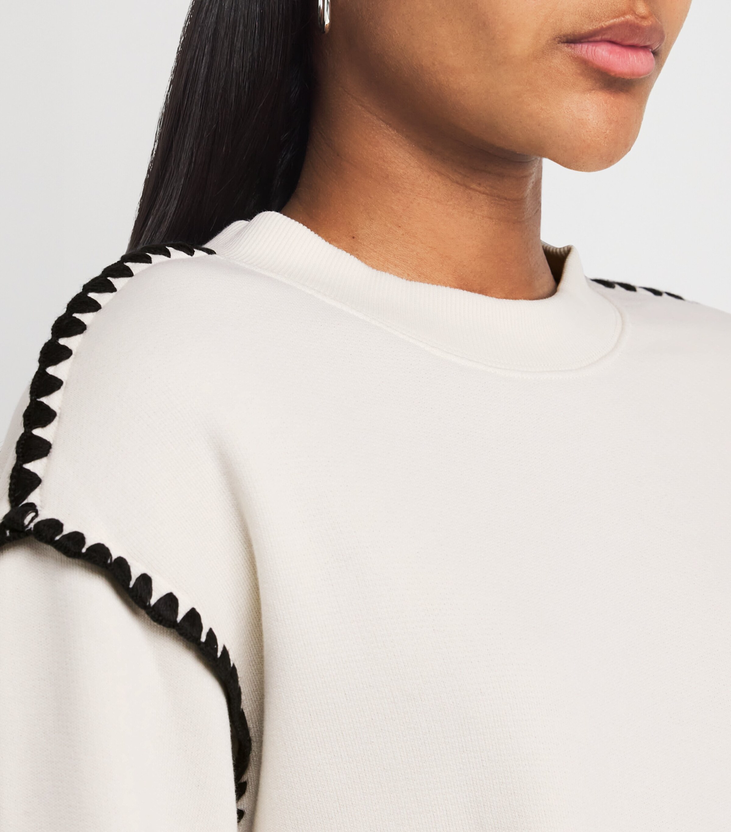 Rag & Bone Womens Vintage Terry Blanket-Stitch Sweatshirt Chalk Image 6