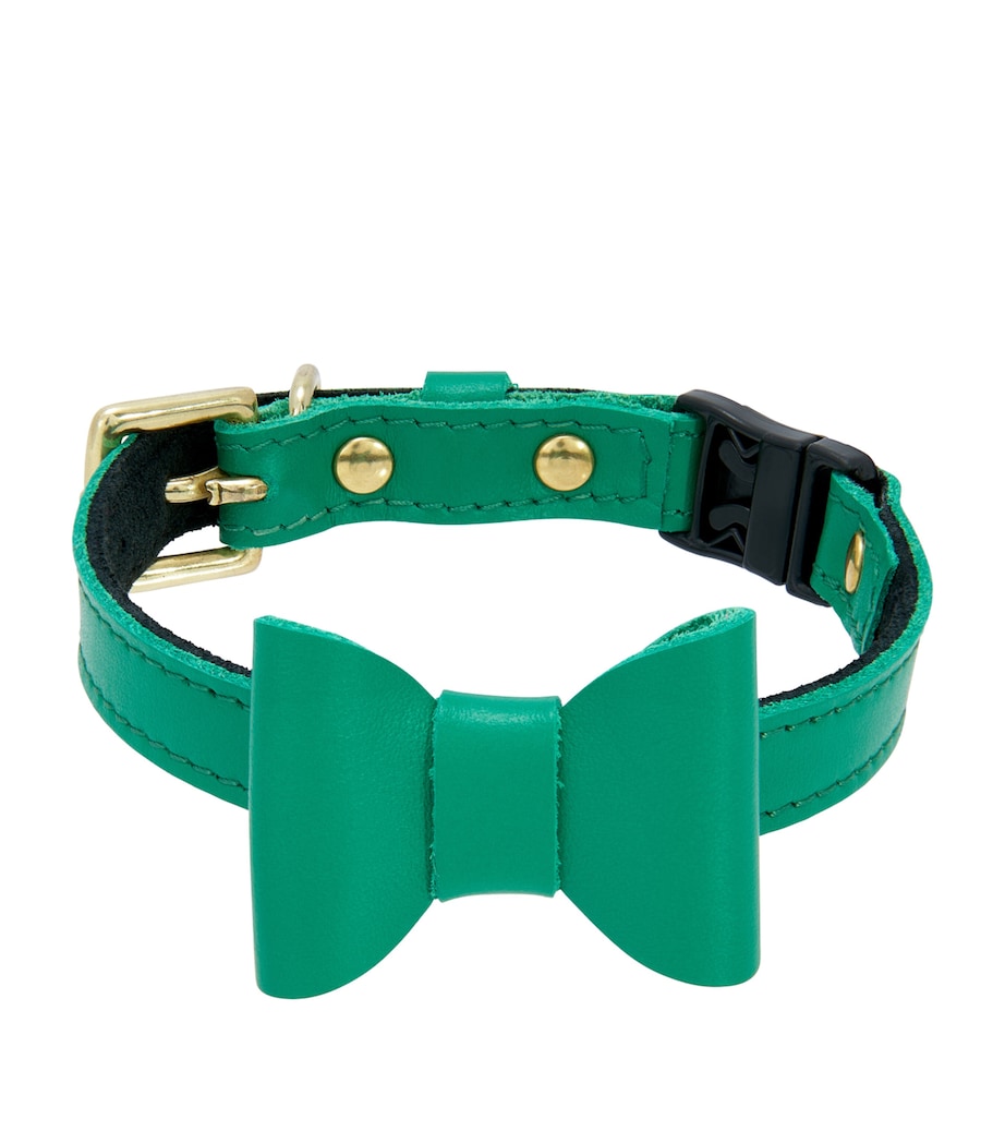 Small Leather Wonderland Cat Collar GREEN Image 2