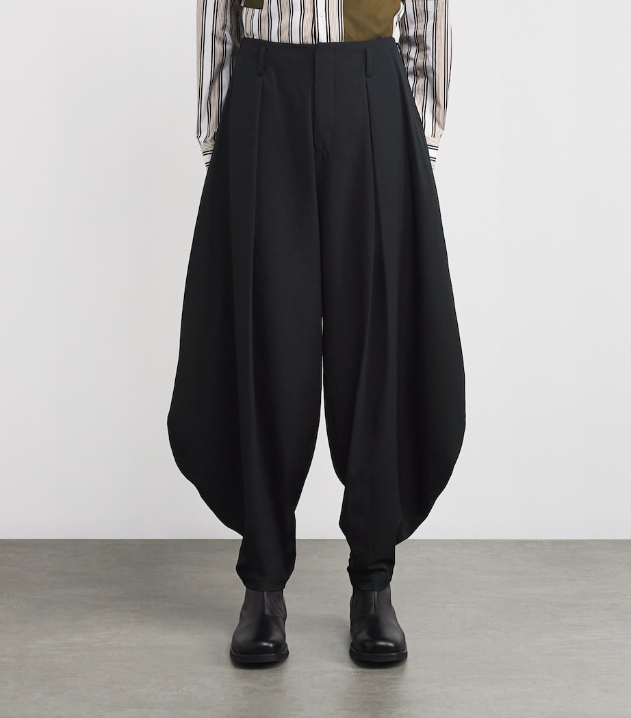 Wool Balloon Wide-Leg Trousers BLACK Image 3
