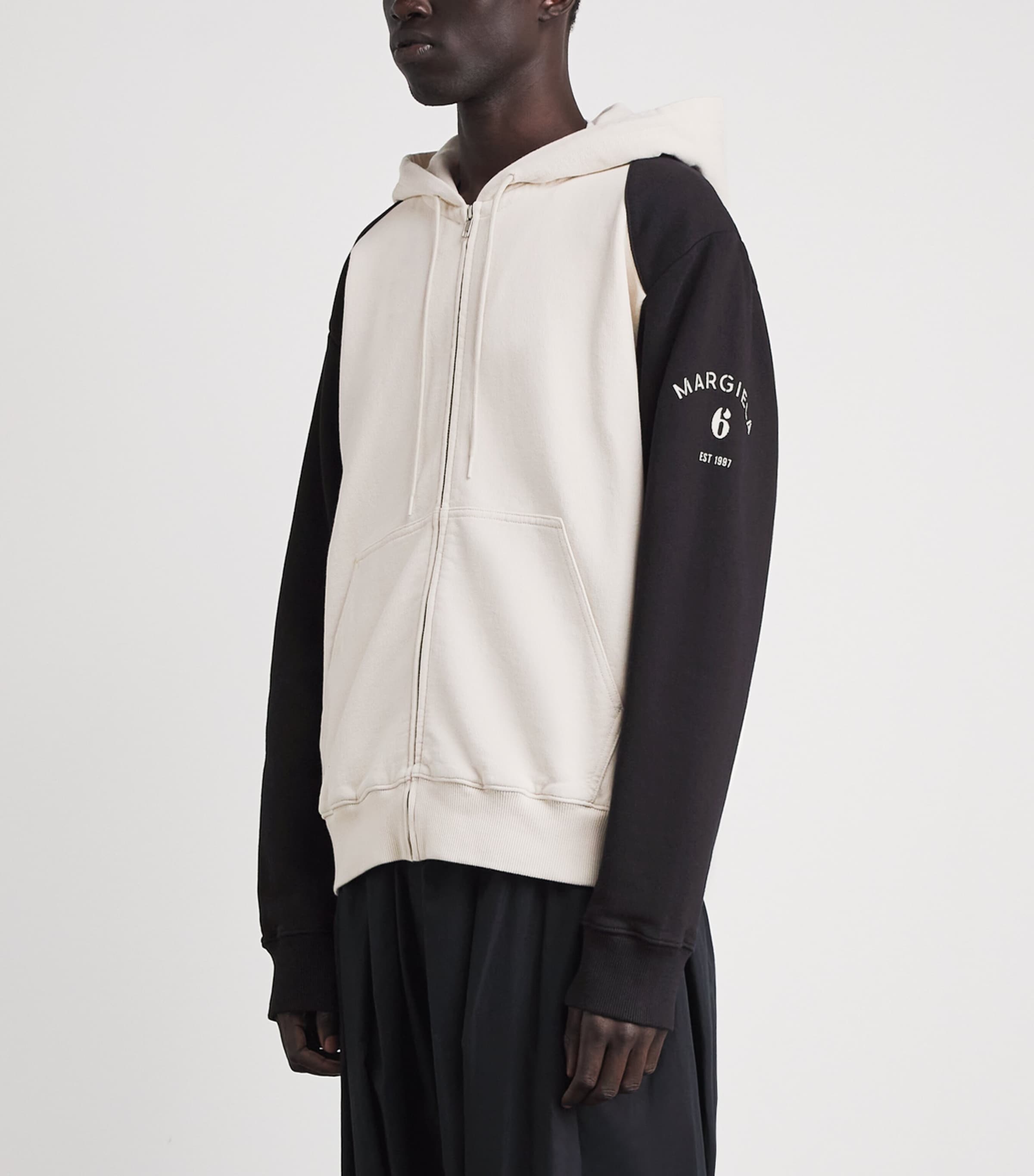 MM6 Maison Margiela Multi Cotton Two-Tone Zip-Up Hoodie | Harrods US