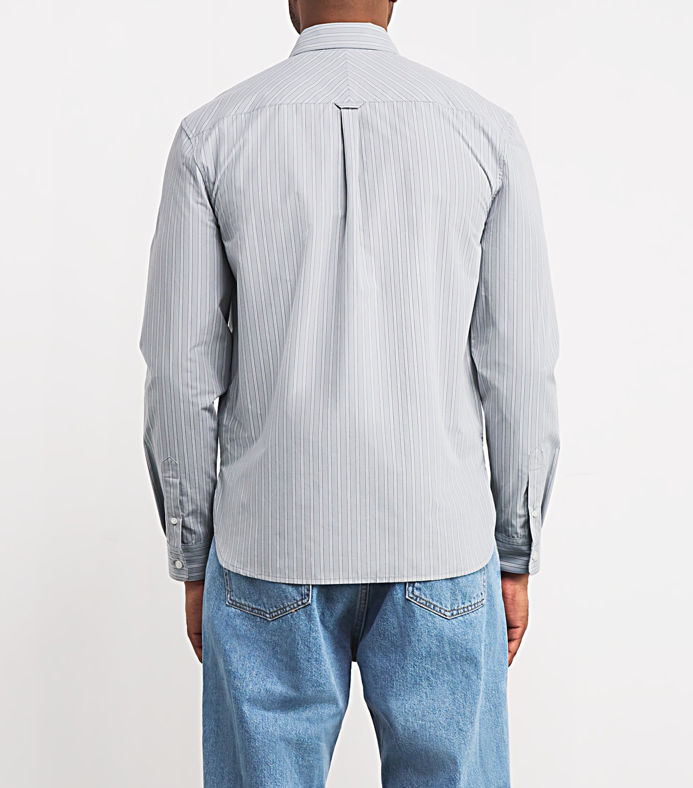 PAIGE Mens Pima Cotton Striped Radovan Shirt Moon Shadow Stripe Image 4