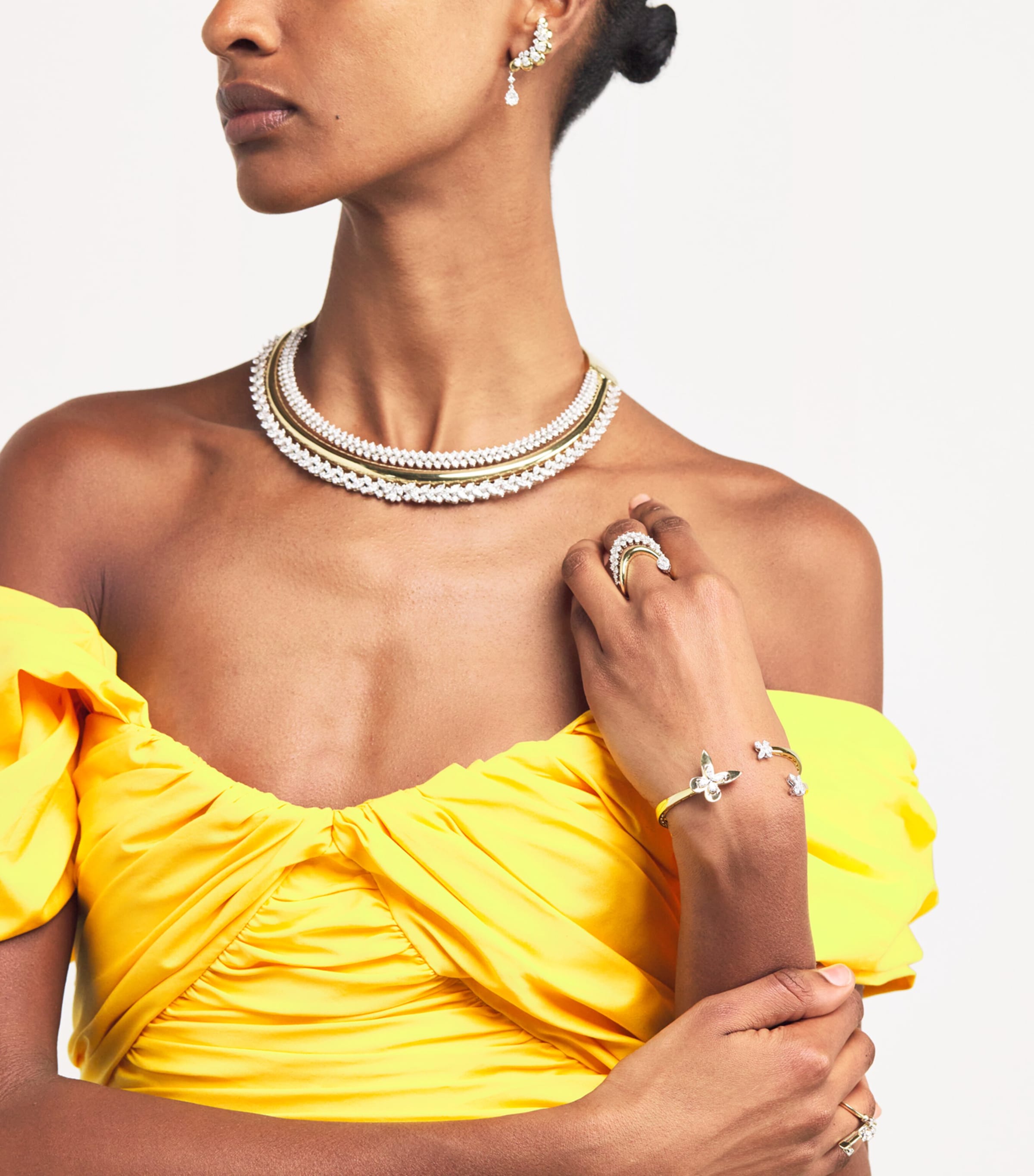 Mixed Gold and Diamond Butterfly Bangle MIXED GOLD Image 2