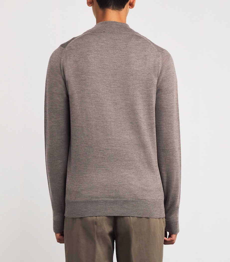 Extra Fine Merino Wool Claygate Zip-Up Sweater MUSHROOM Image 4