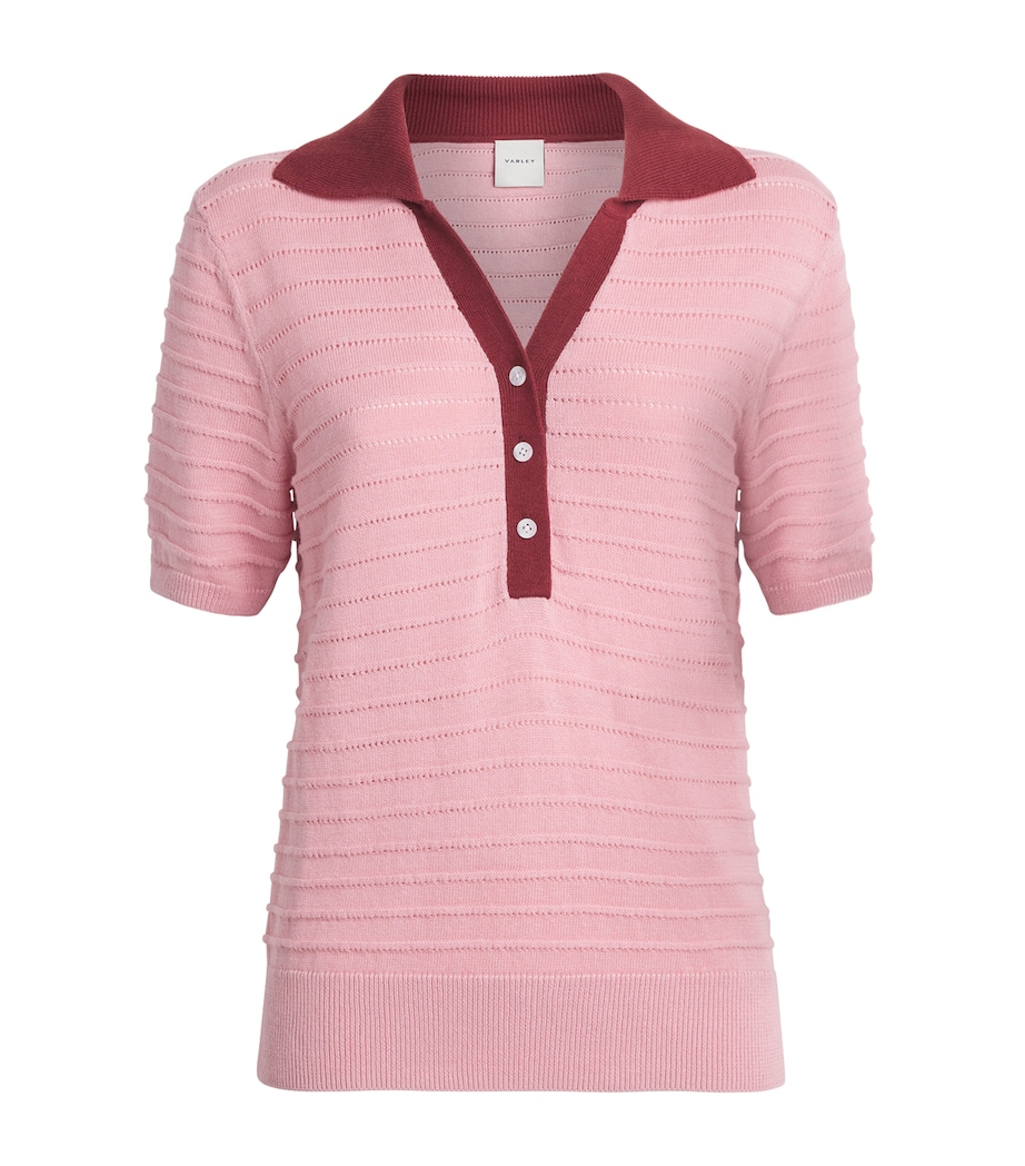 Varley Womens Knitted Wren Polo Shirt Zephyr Mauve / Port Image 1