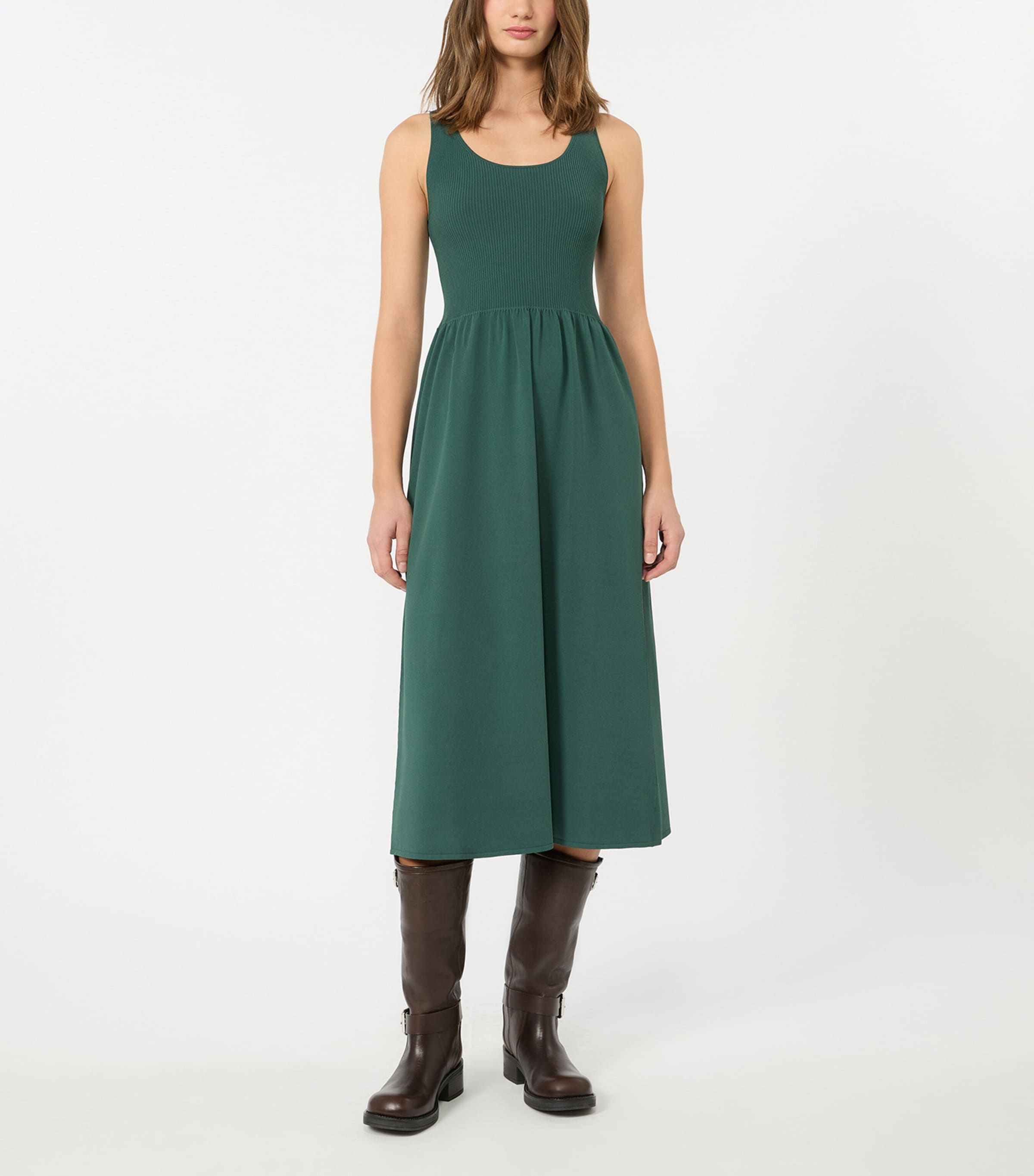 Weekend Max Mara Womens Rib-Knit Midi Dress Green Image 2