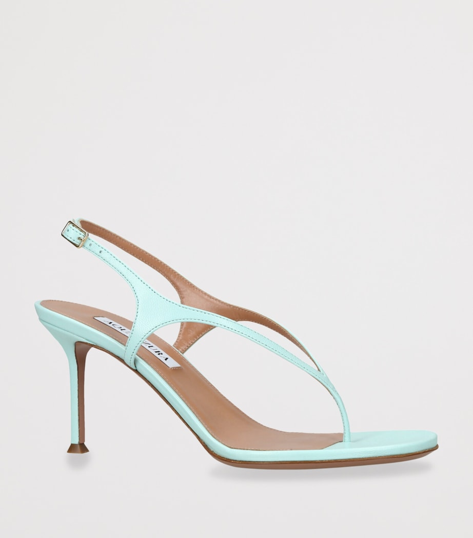 Aquazzura Leather Bikini Thong Sandals 75 Pale Blue Image 3