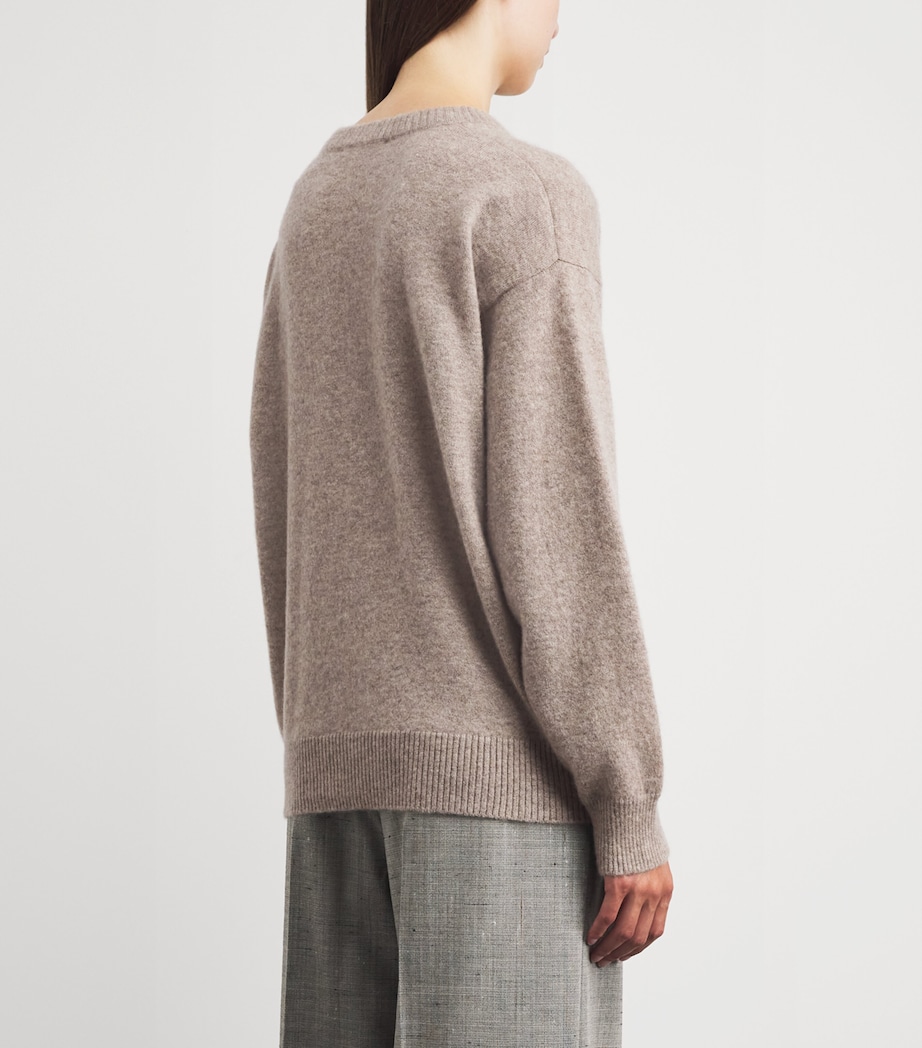 Johnstons Of Elgin Womens Cashmere-Silk Boyce Sweater Cloud Stone Image 5