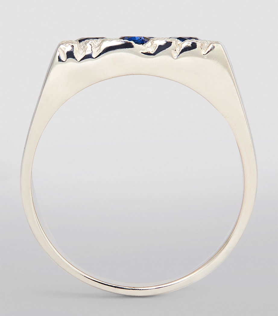 Bleue Burnham Sterling Silver and Sapphire Rose Garden Signet Ring Silver Image 3