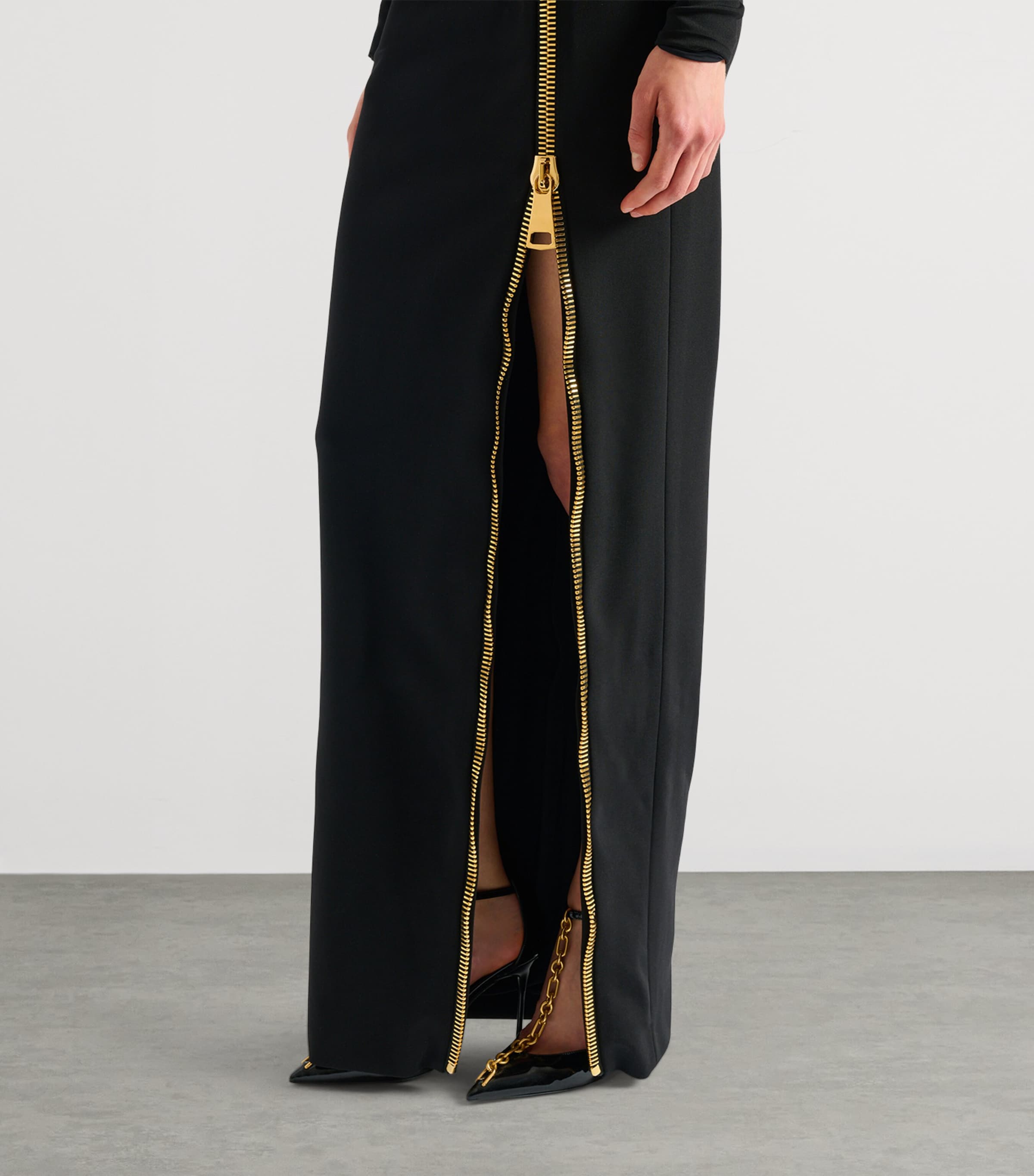 Balmain Womens Zip Slit Dress Noir Image 5