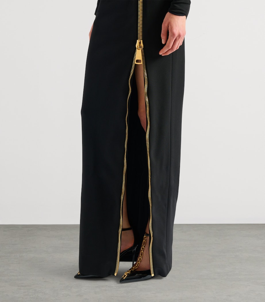Balmain Womens Zip Slit Dress Noir Image 5