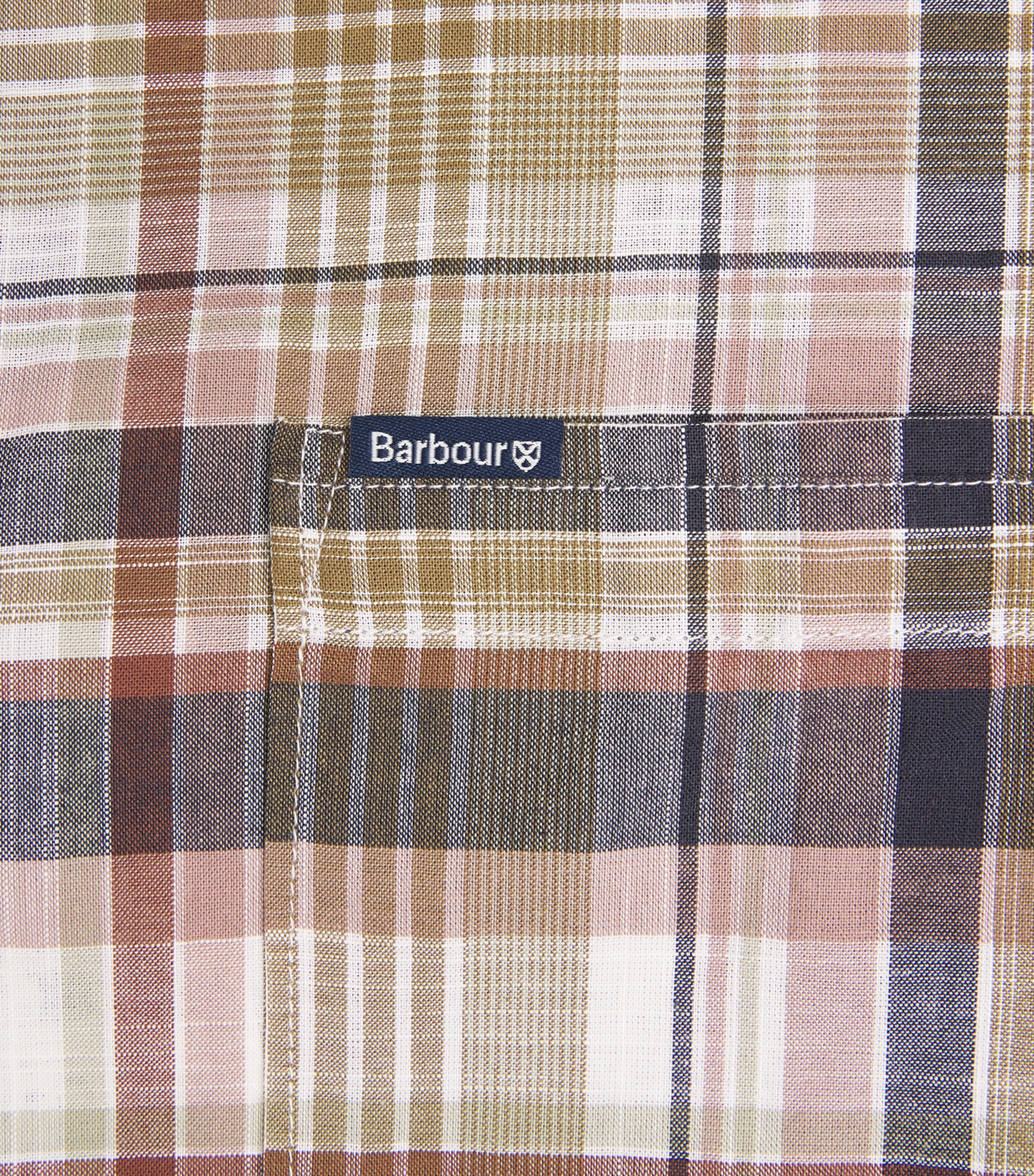 Barbour Mens Cotton Baycliff Check Shirt Burnt Pepper Image 6