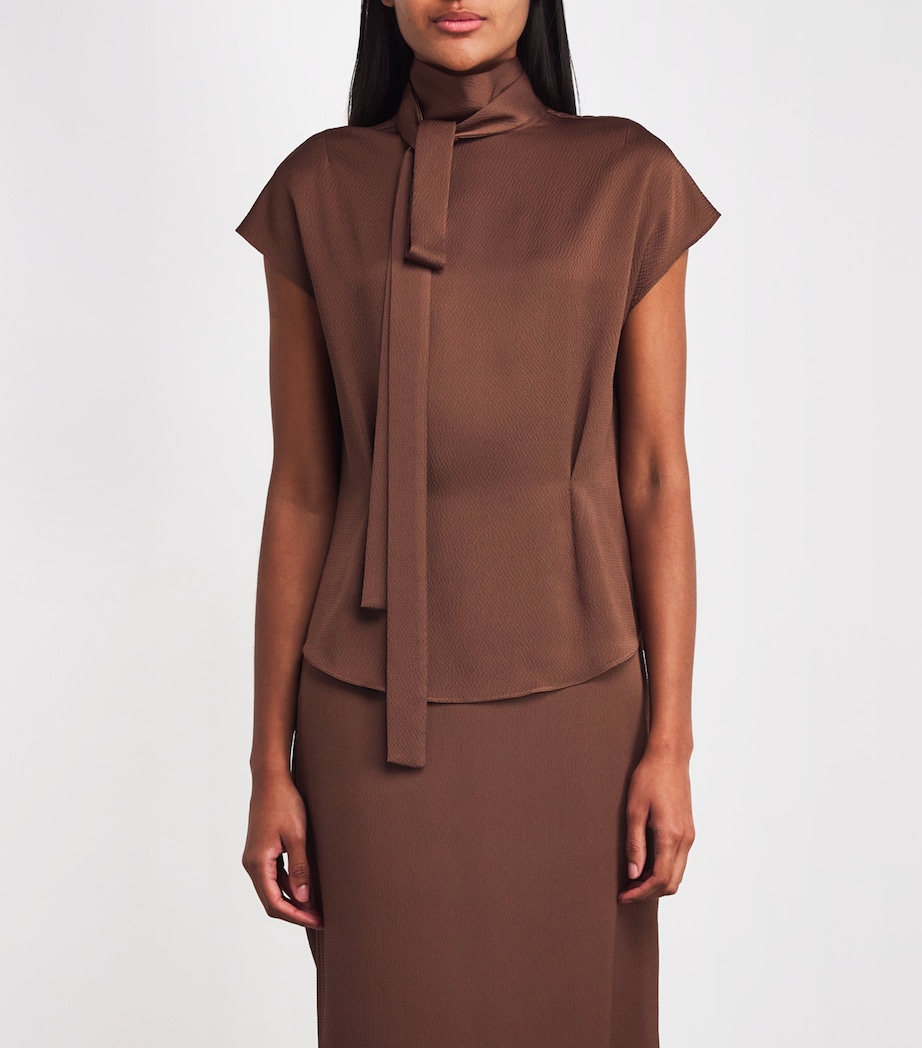 Charmeuse Tied Blouse BRW Image 3