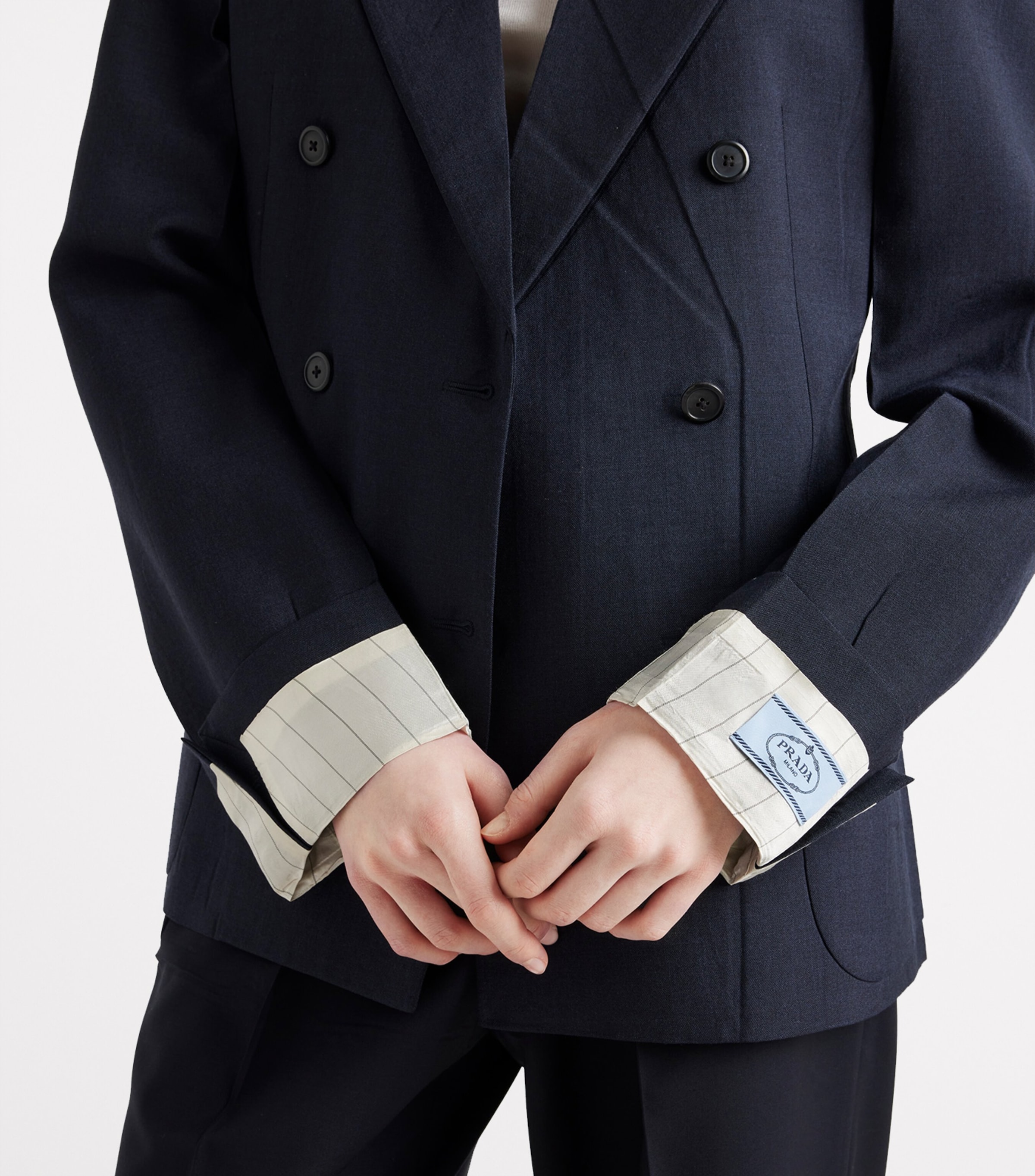 Kid Mohair-Wool Double-Breasted Blazer F0008 Image 3