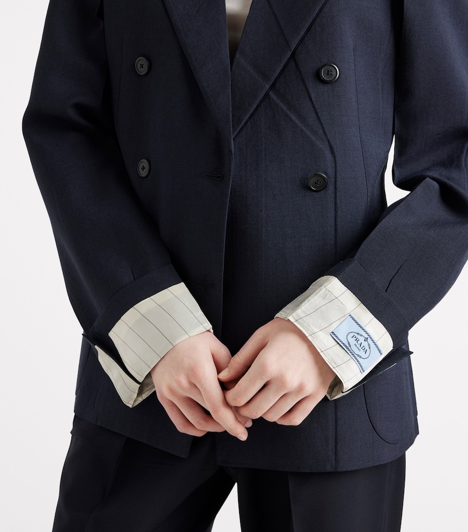 Kid Mohair-Wool Double-Breasted Blazer F0008 Image 3