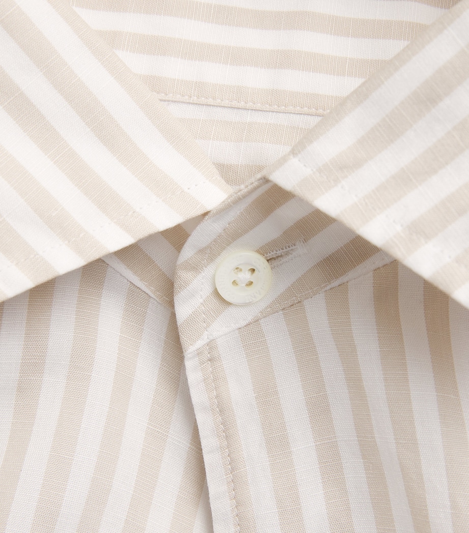 Corneliani Mens Cotton Stripe Shirt Dark Brown Image 6