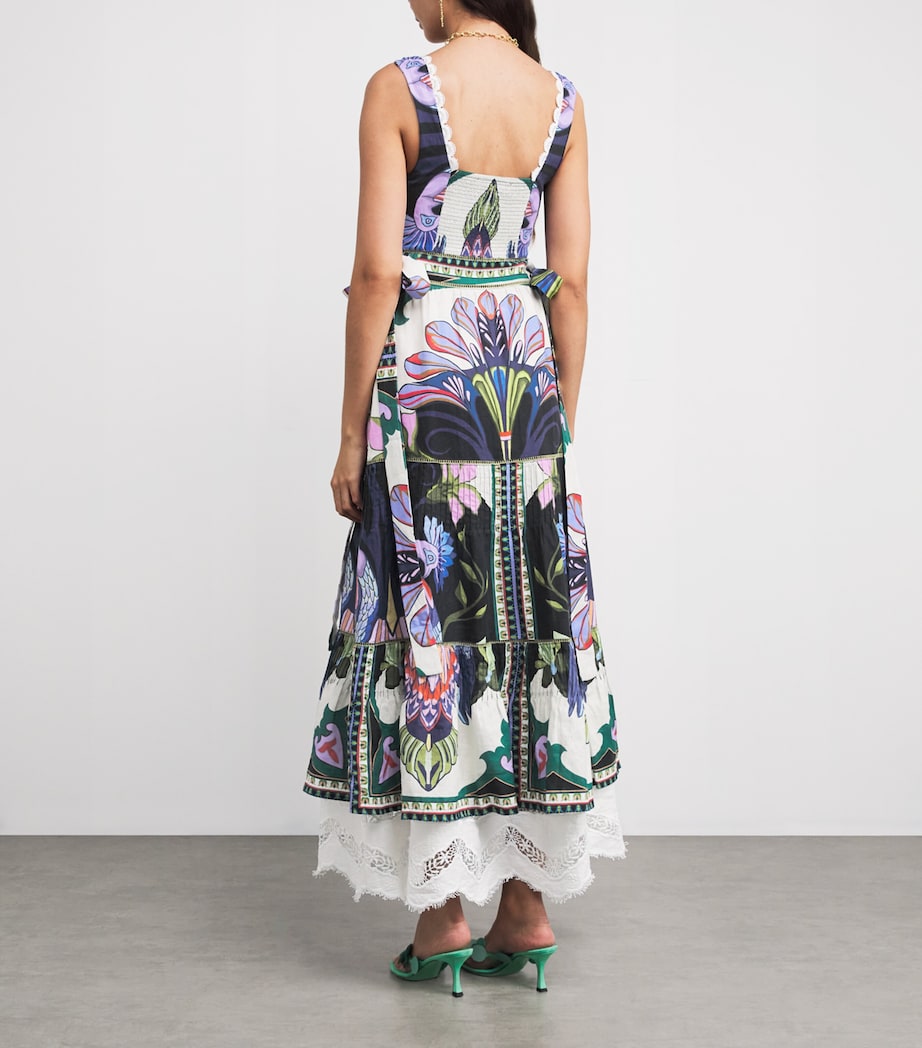 Linen Printed Sena Midi Dress BLACK MULTICOLOR Image 3