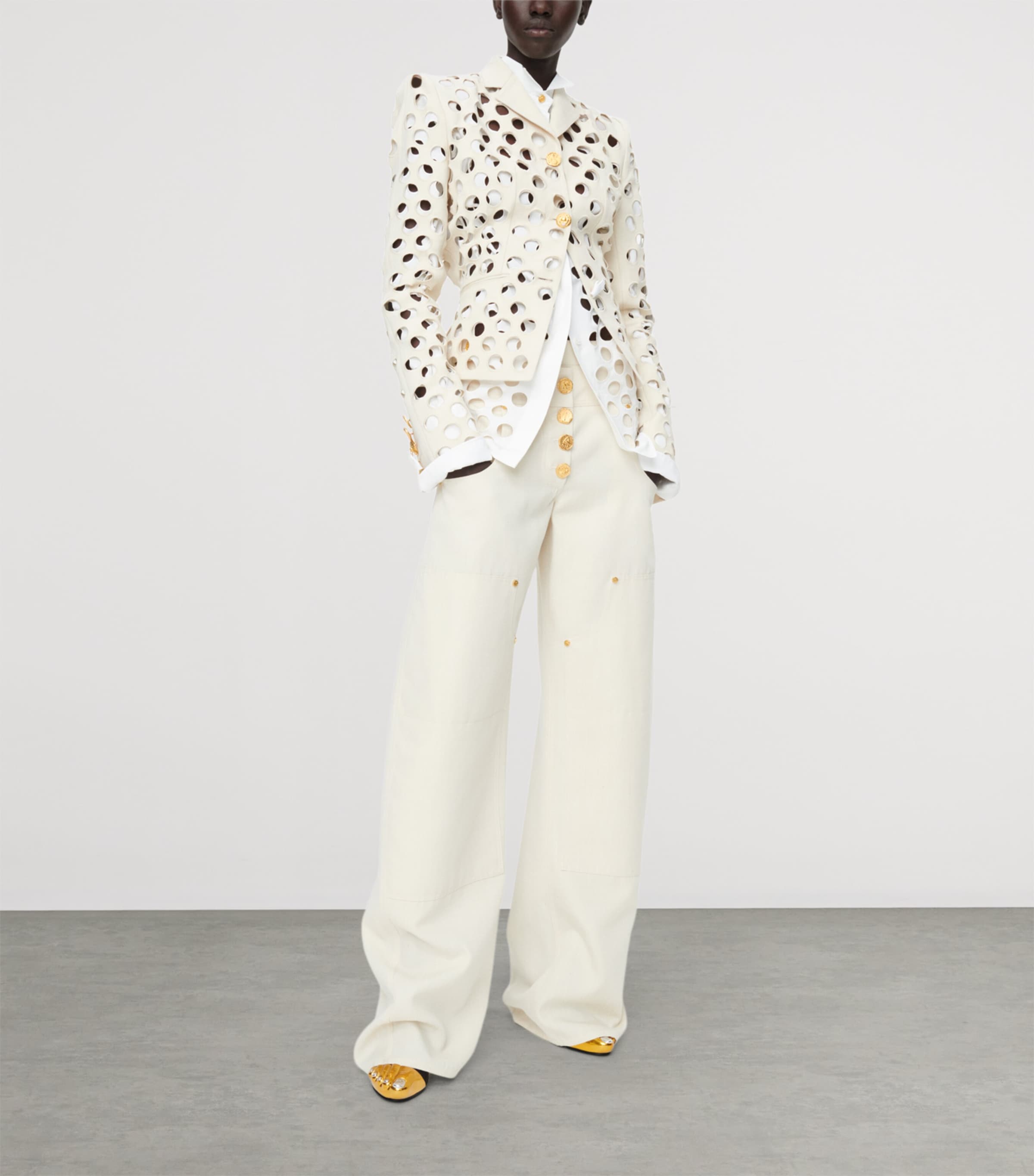 Schiaparelli Womens Canvas Cowboy Trousers Ecru Image 2