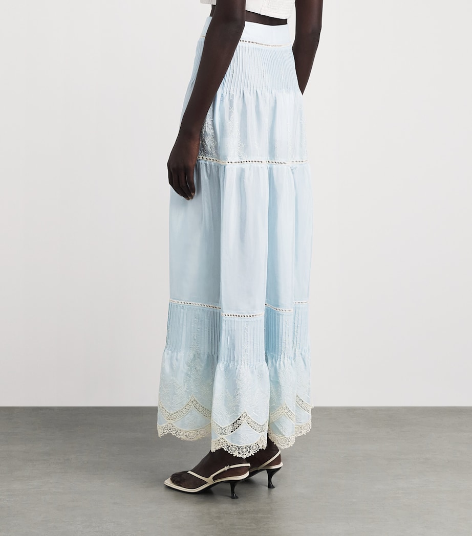 LUG VON SIGA Womens Cotton-Blend Sybill Maxi Skirt Blue Image 5